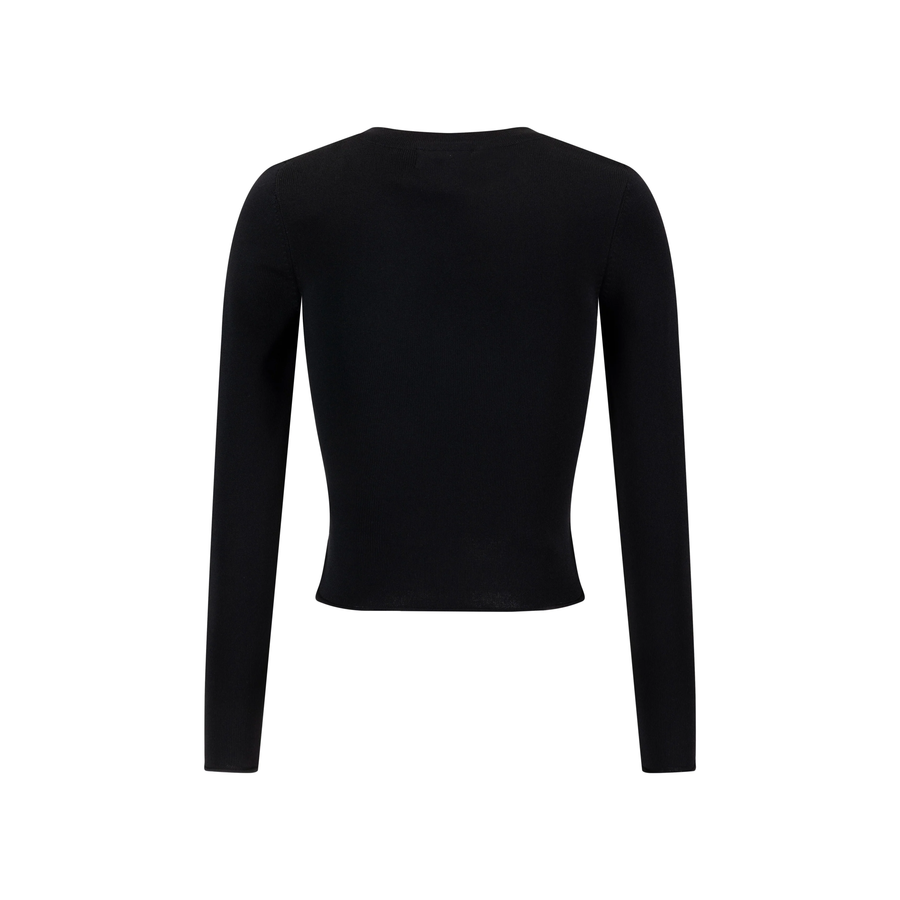 Knit Cardigan With Beaded Flower - Black - Image 2