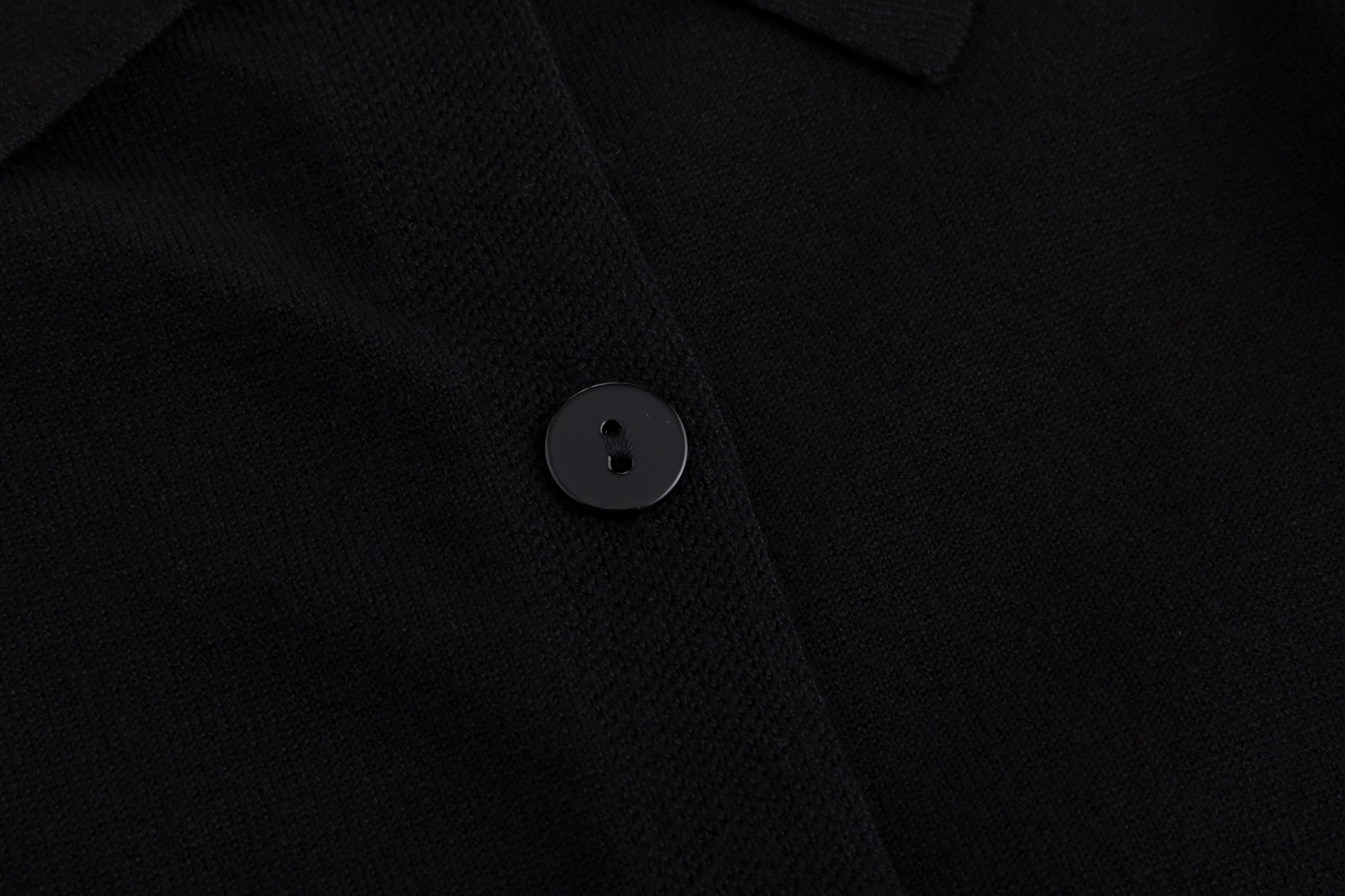 Knit Cardigan With Collar And Flower Buttons - Black - Image 6