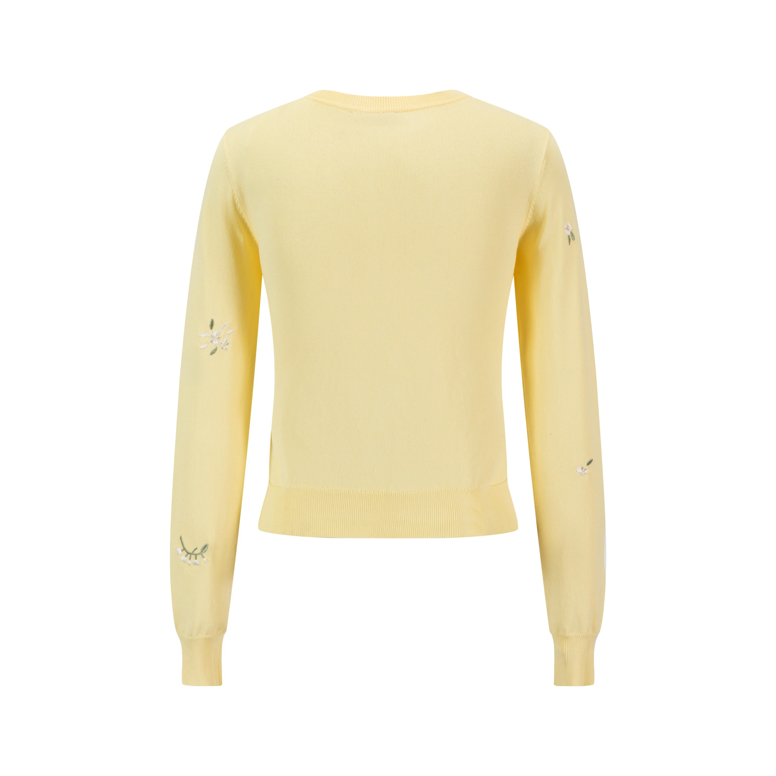 Knit Cardigan With Embroidery And Bows - Yellow - Image 2
