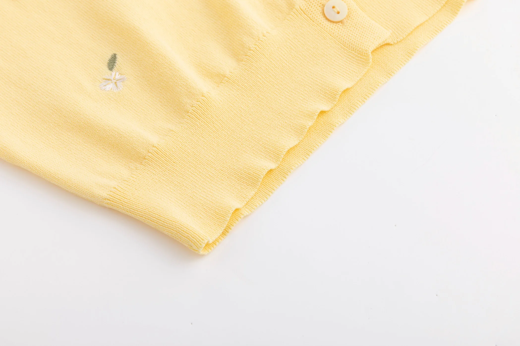 Knit Cardigan With Embroidery And Bows - Yellow - Image 3