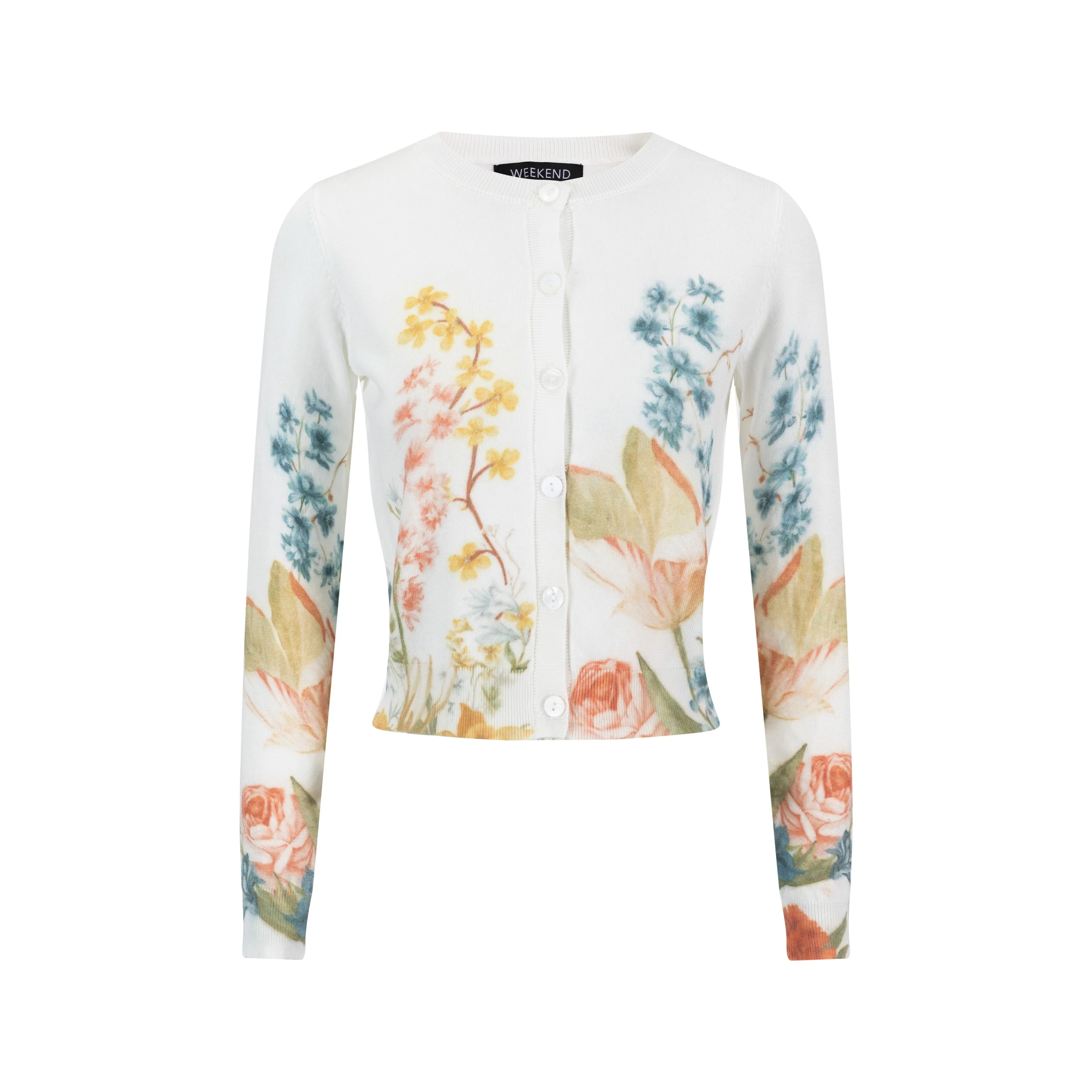 Knit Cardigan With Floral Print - White - Image 2