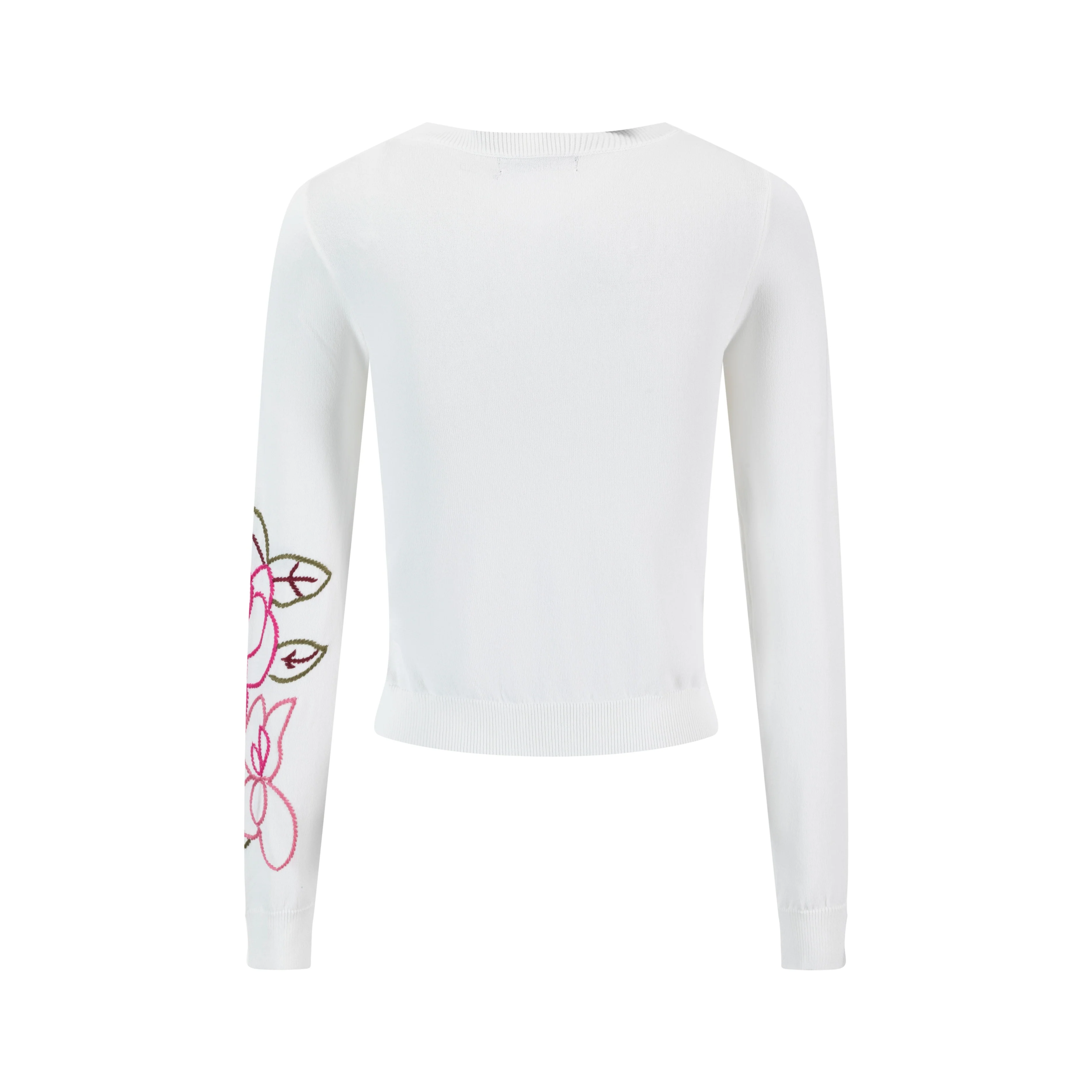 Knit Cardigan With Pink Embroidered Flowers - Image 3