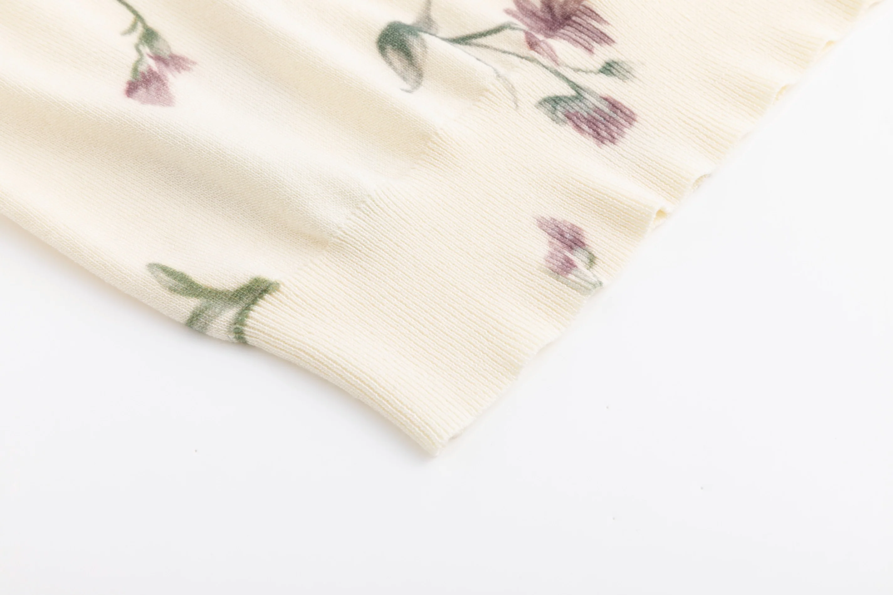 Knit Pink And Green Floral Sweater - Image 5
