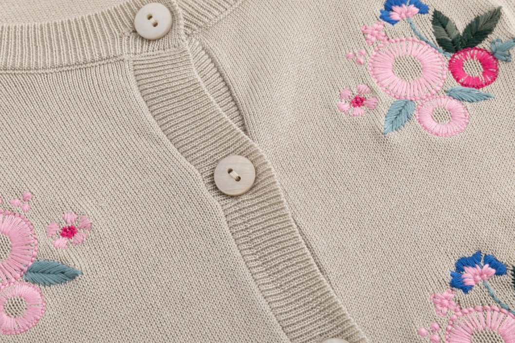 Knit Pink Embroidered Cardigan - Mauve - Image 6