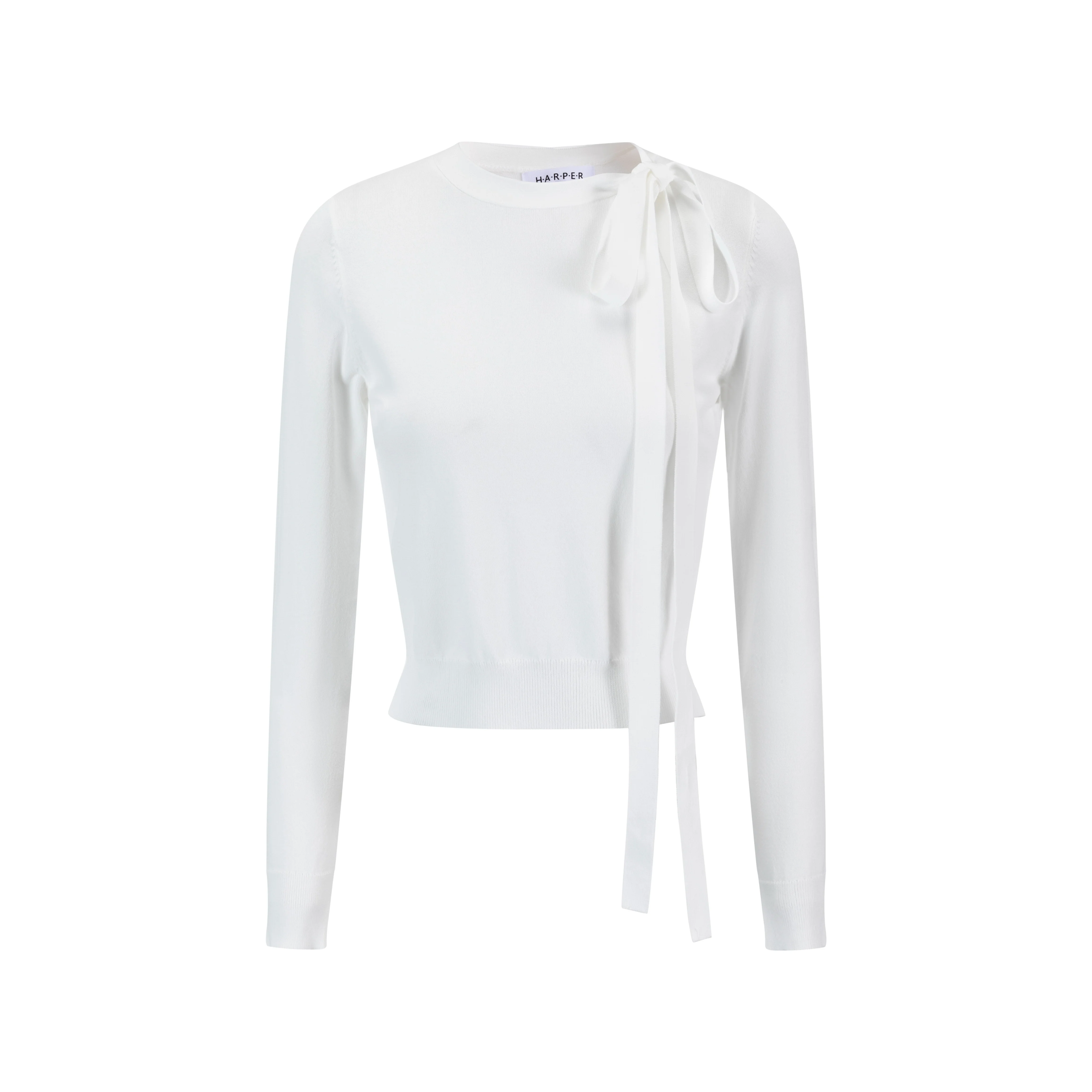 Knit Top With Bow - White - Image 2