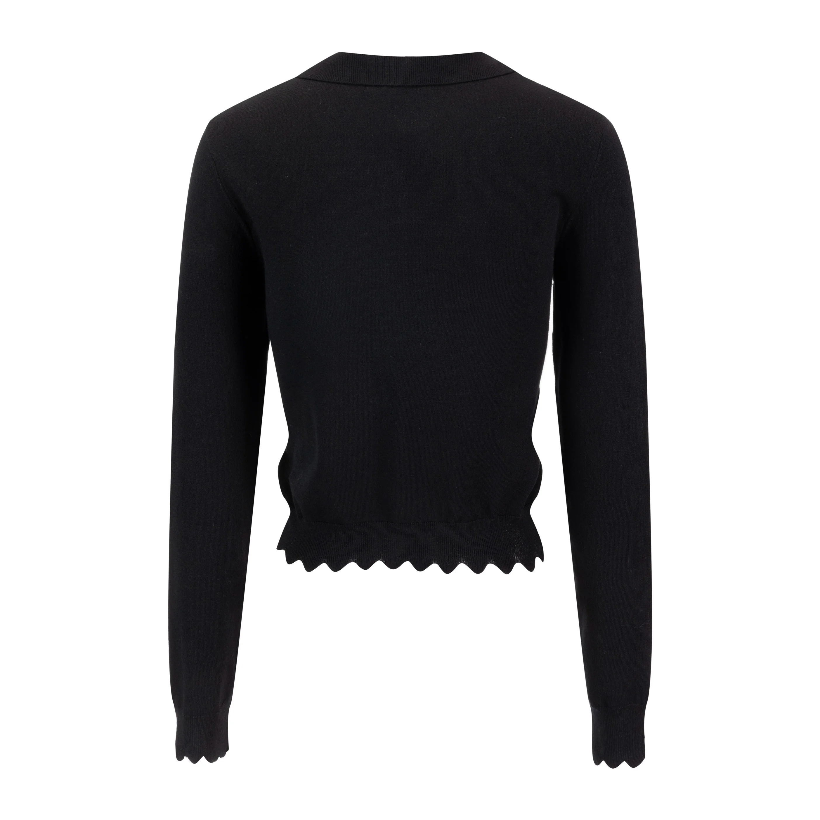 Knit Top With Scalloped Edges - Black - Image 2