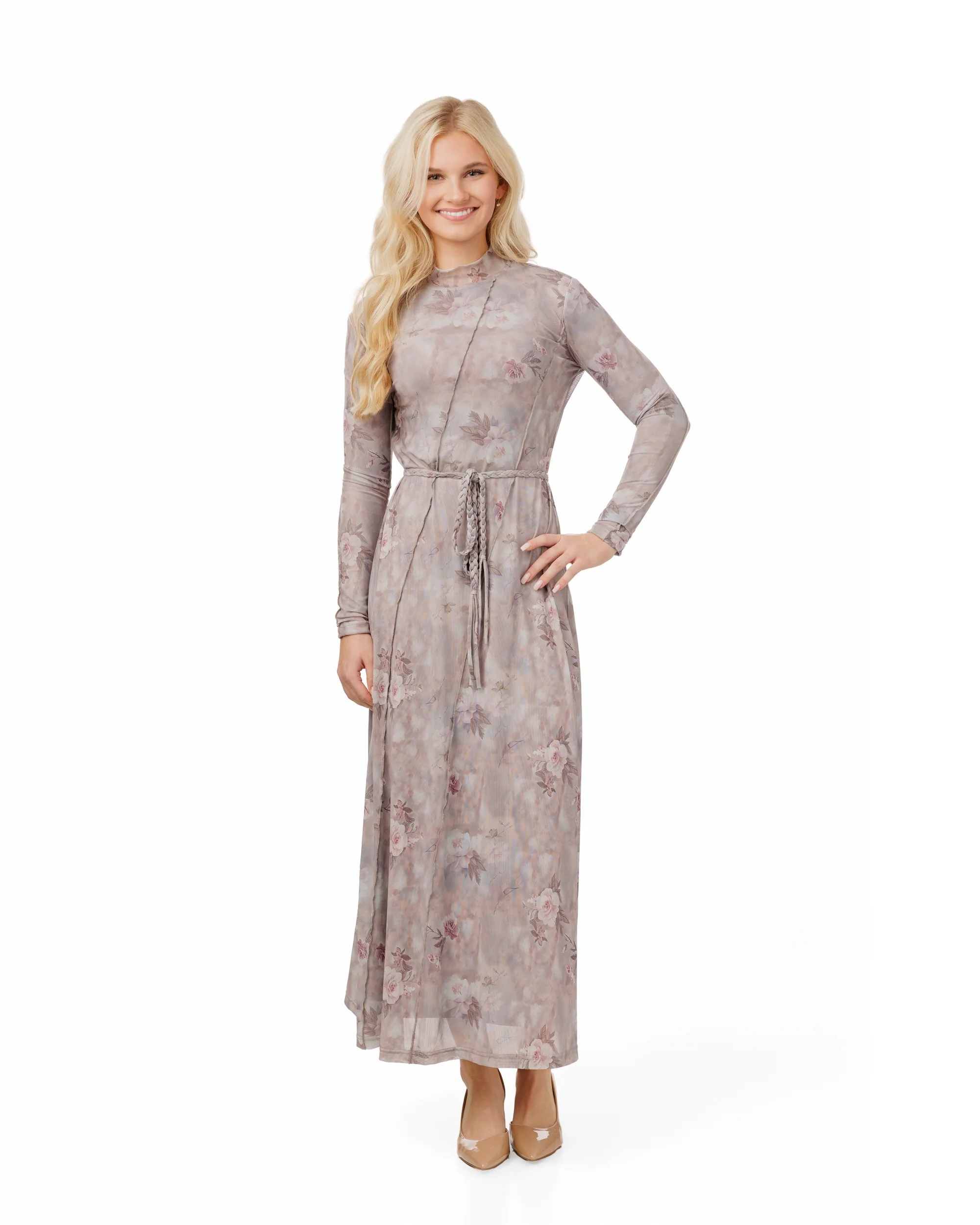 Lavender Mesh Dress With Braided Belt - Image 2