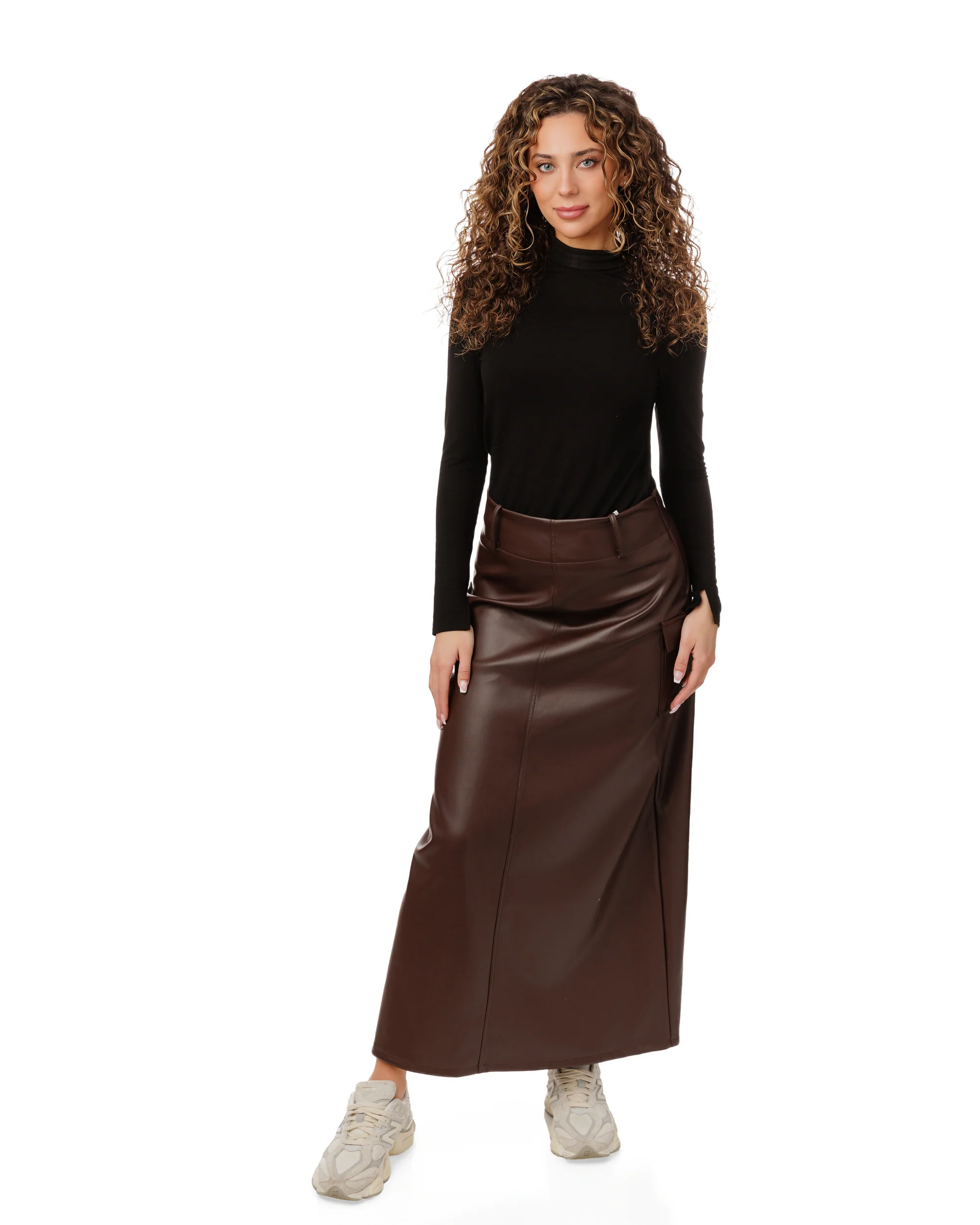 Leather Skirt - Brown - Image 3