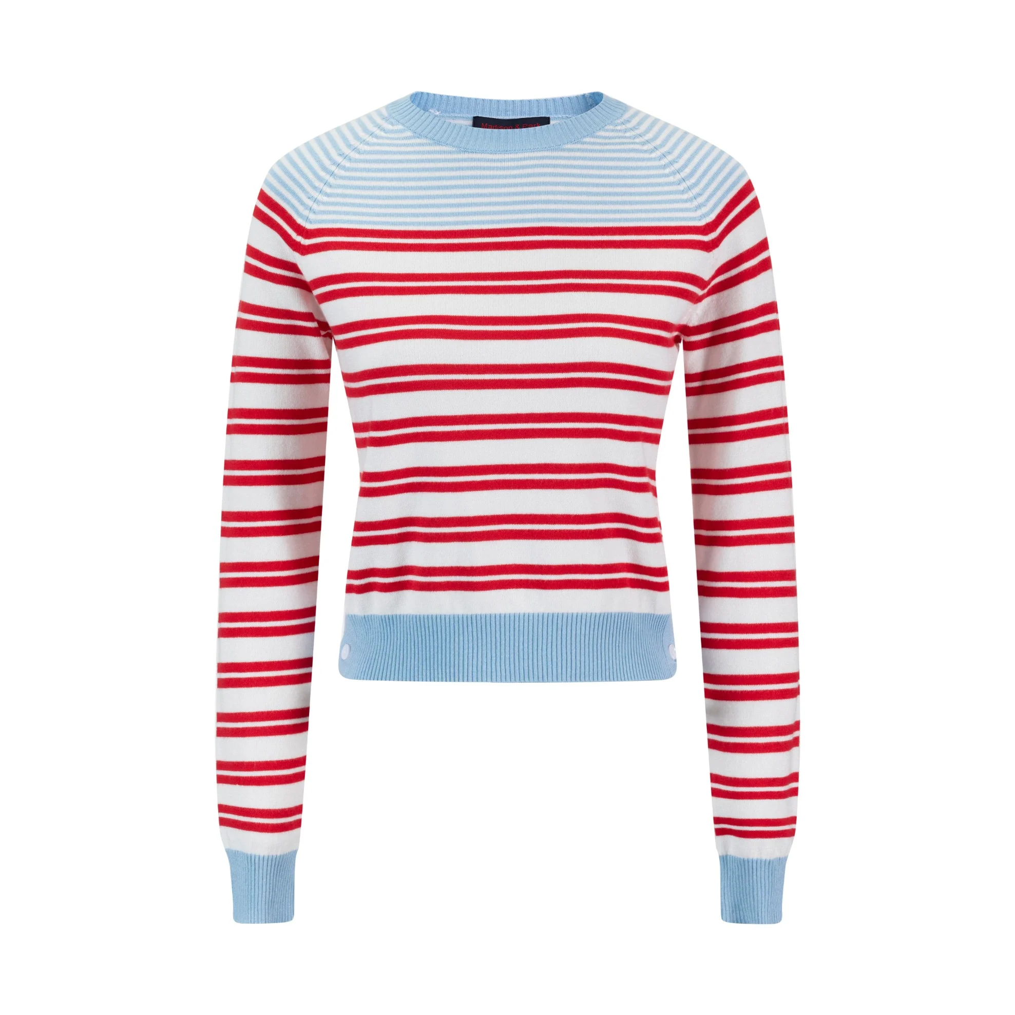 Light Blue And Red Striped Knit Top - Image 2
