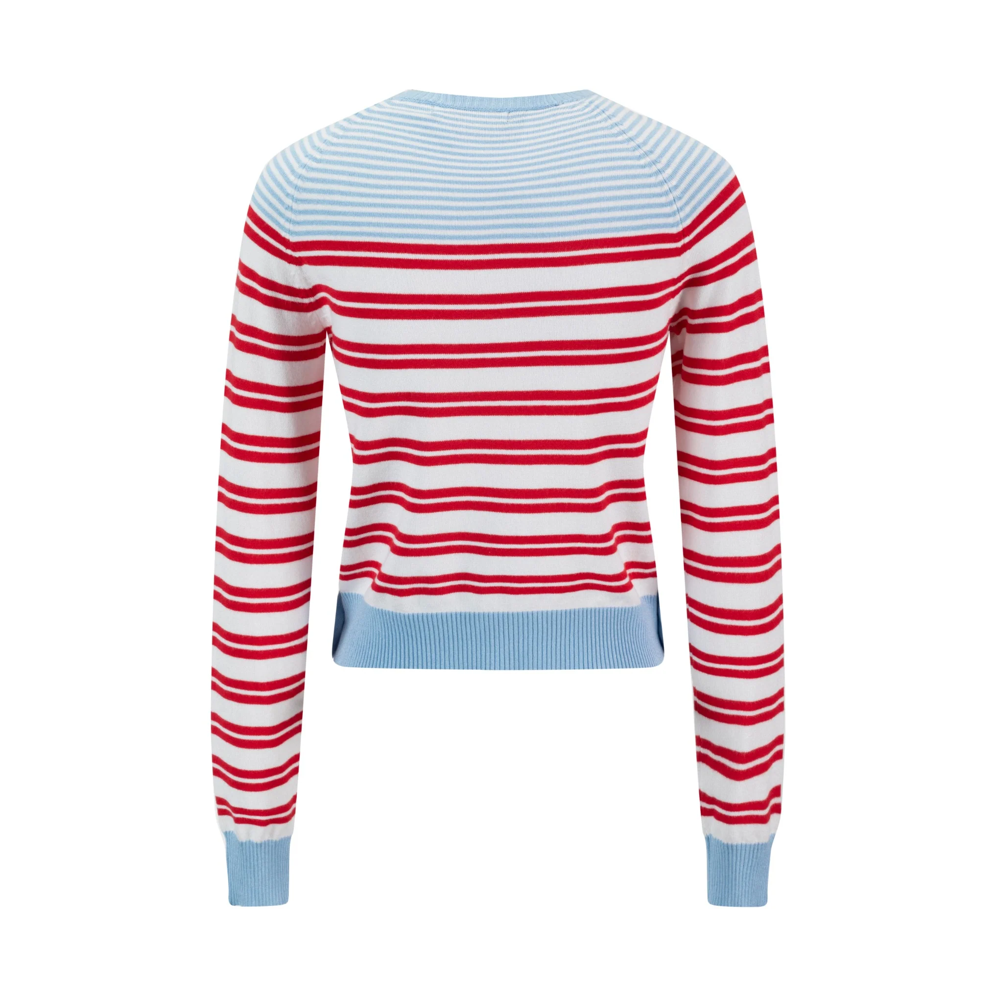 Light Blue And Red Striped Knit Top - Image 3
