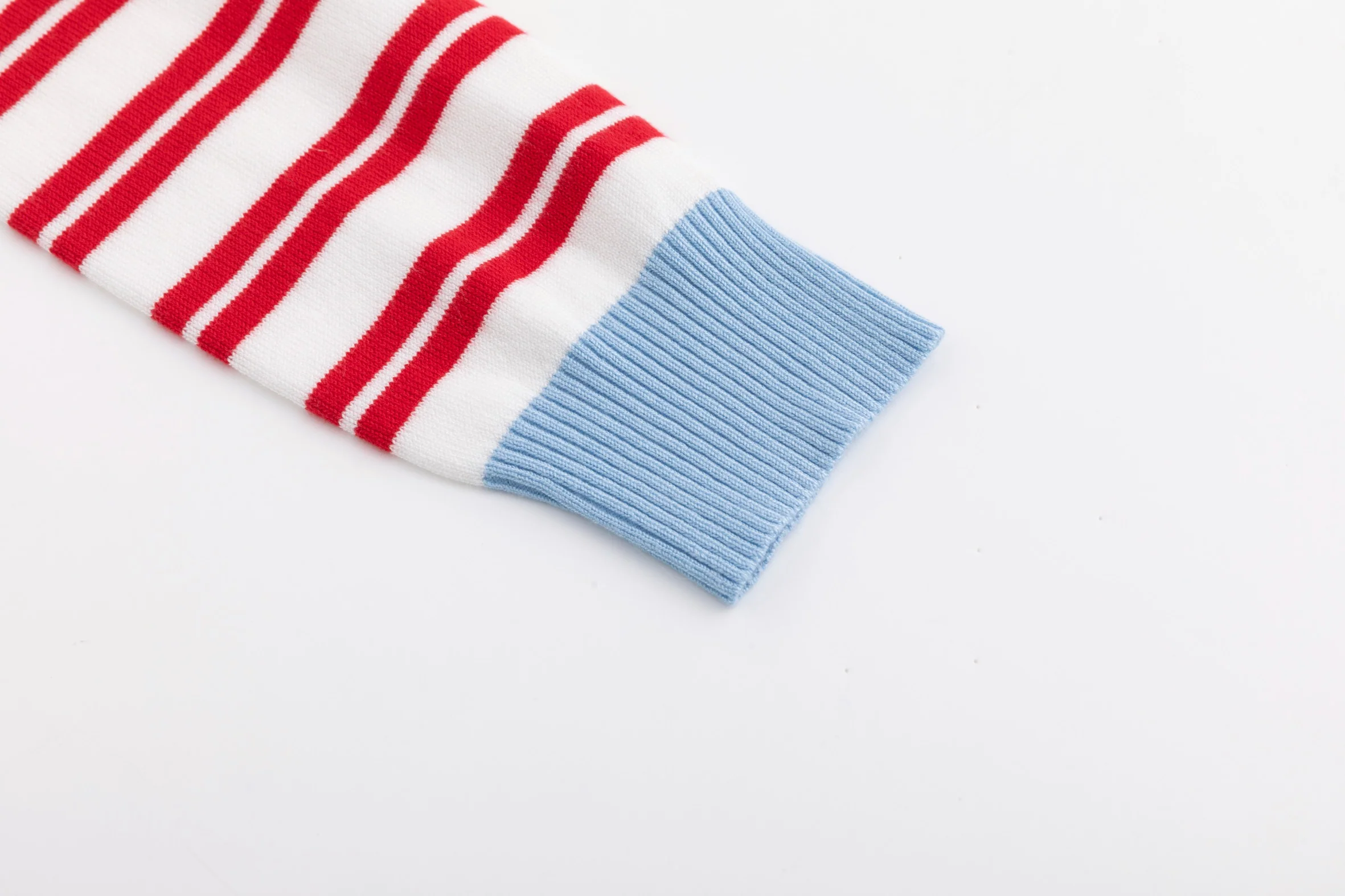 Light Blue And Red Striped Knit Top - Image 4