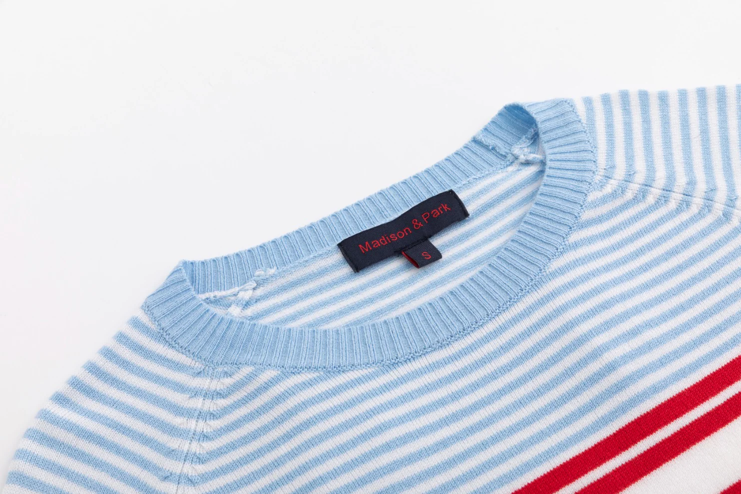Light Blue And Red Striped Knit Top - Image 5
