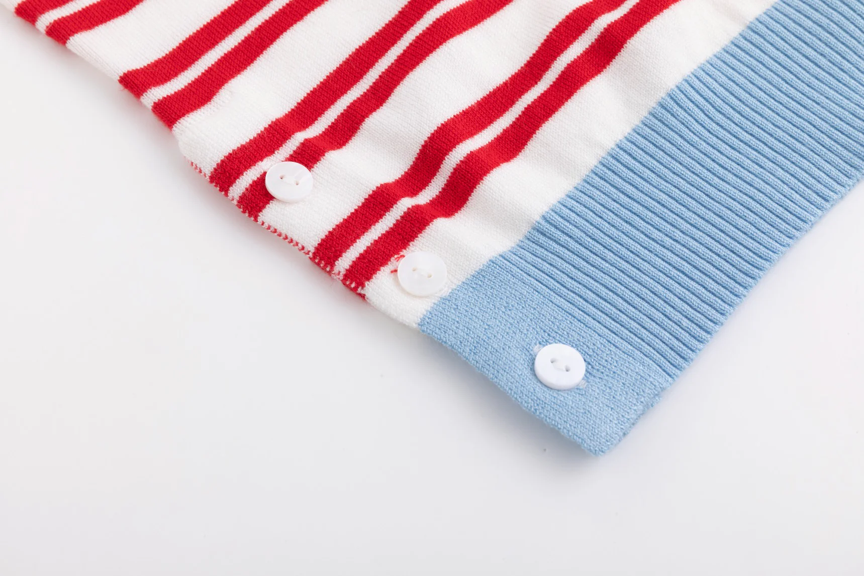 Light Blue And Red Striped Knit Top - Image 6