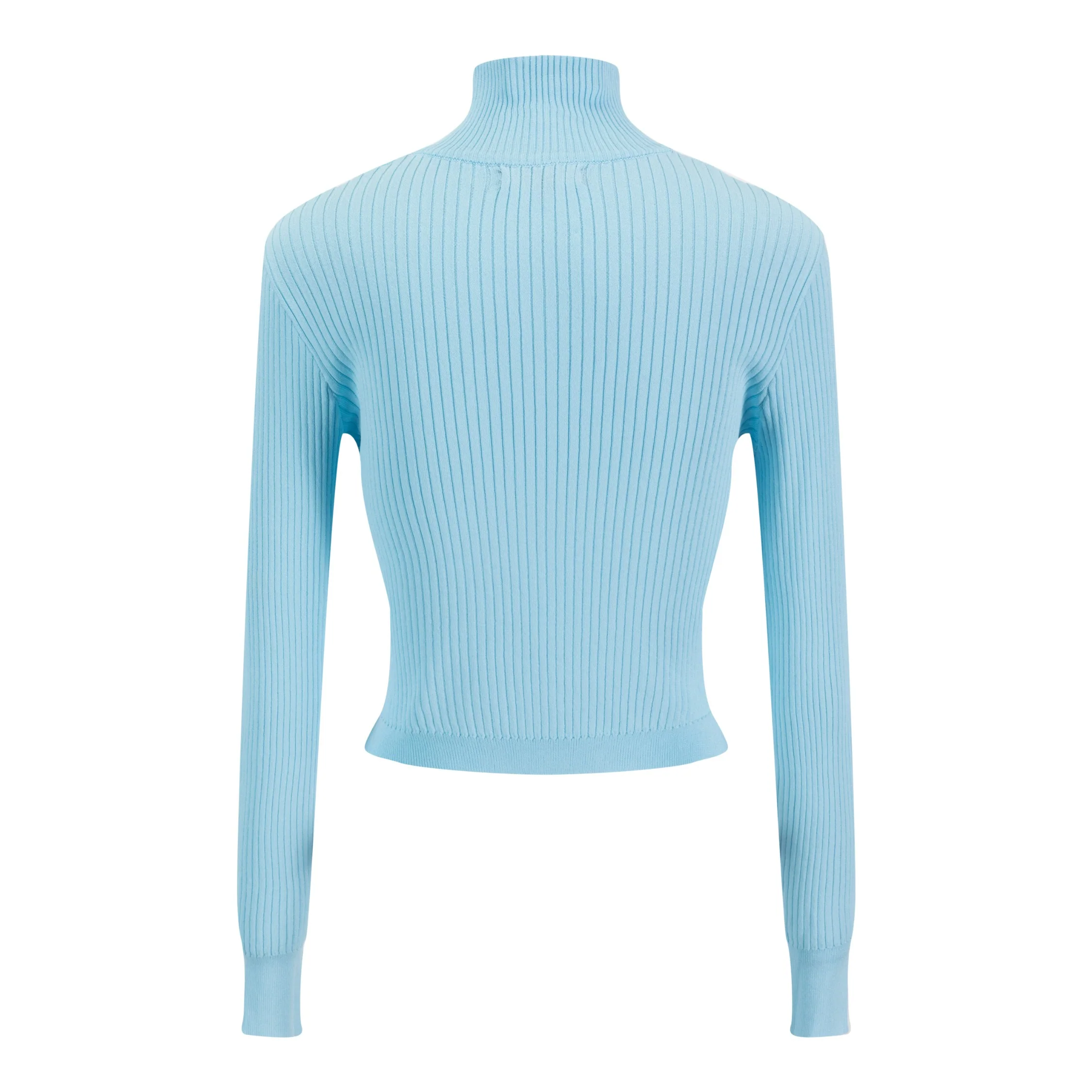 Light Blue Knit Top With Zipper - Image 3