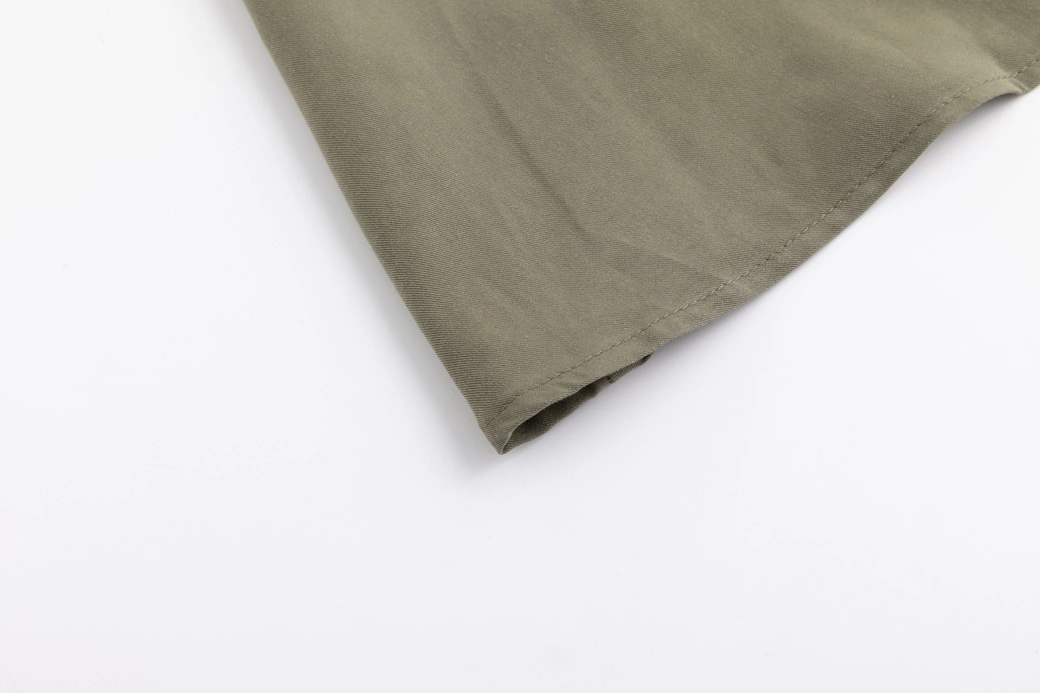 Linen Drawstring Neckline Dress - Green - Image 4