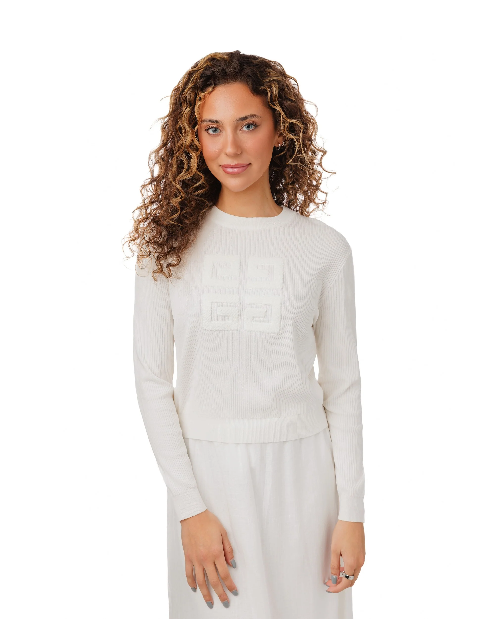 Logo Patch Sweater - White