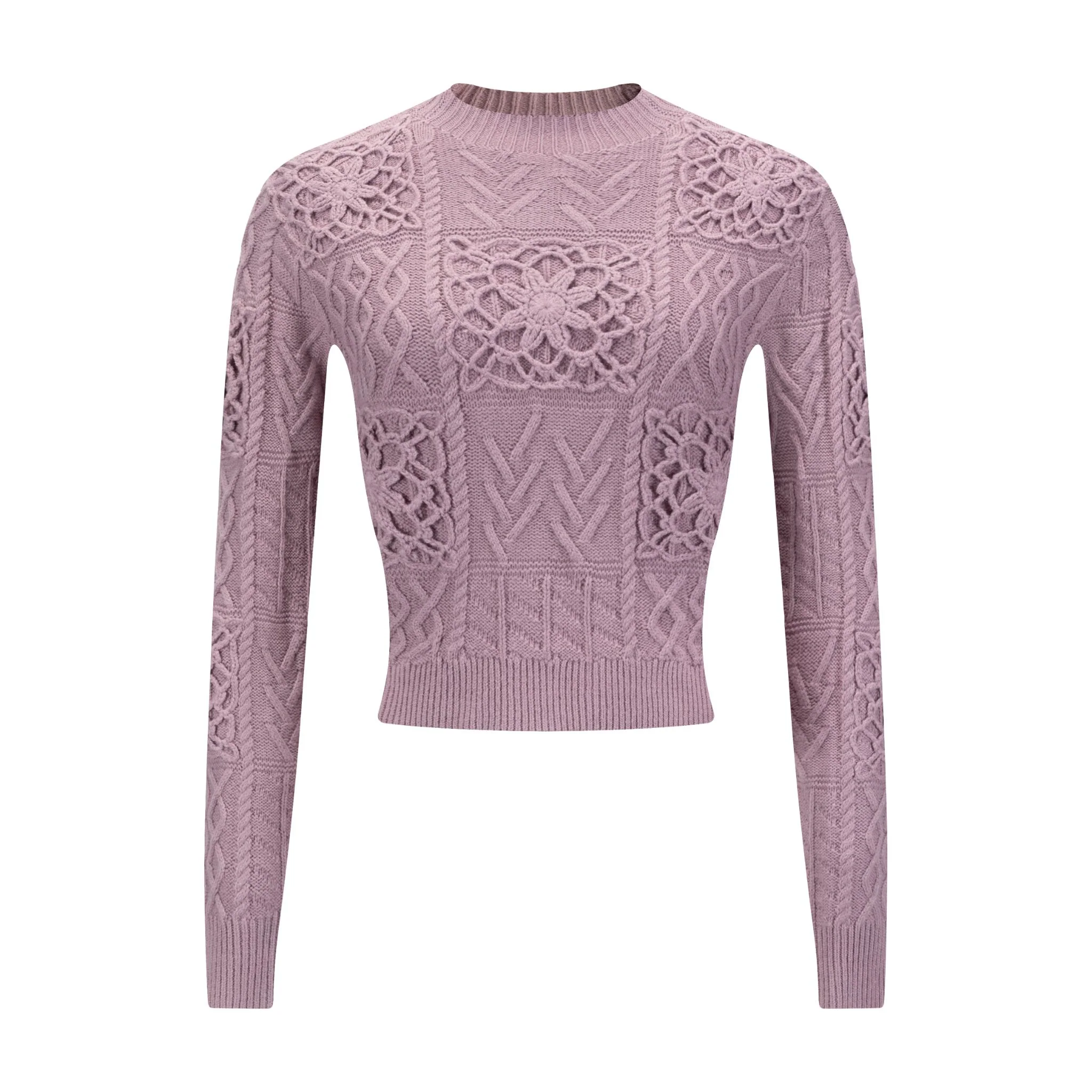 Mauve Knit Detailed Turtle Neck Sweater - Image 2