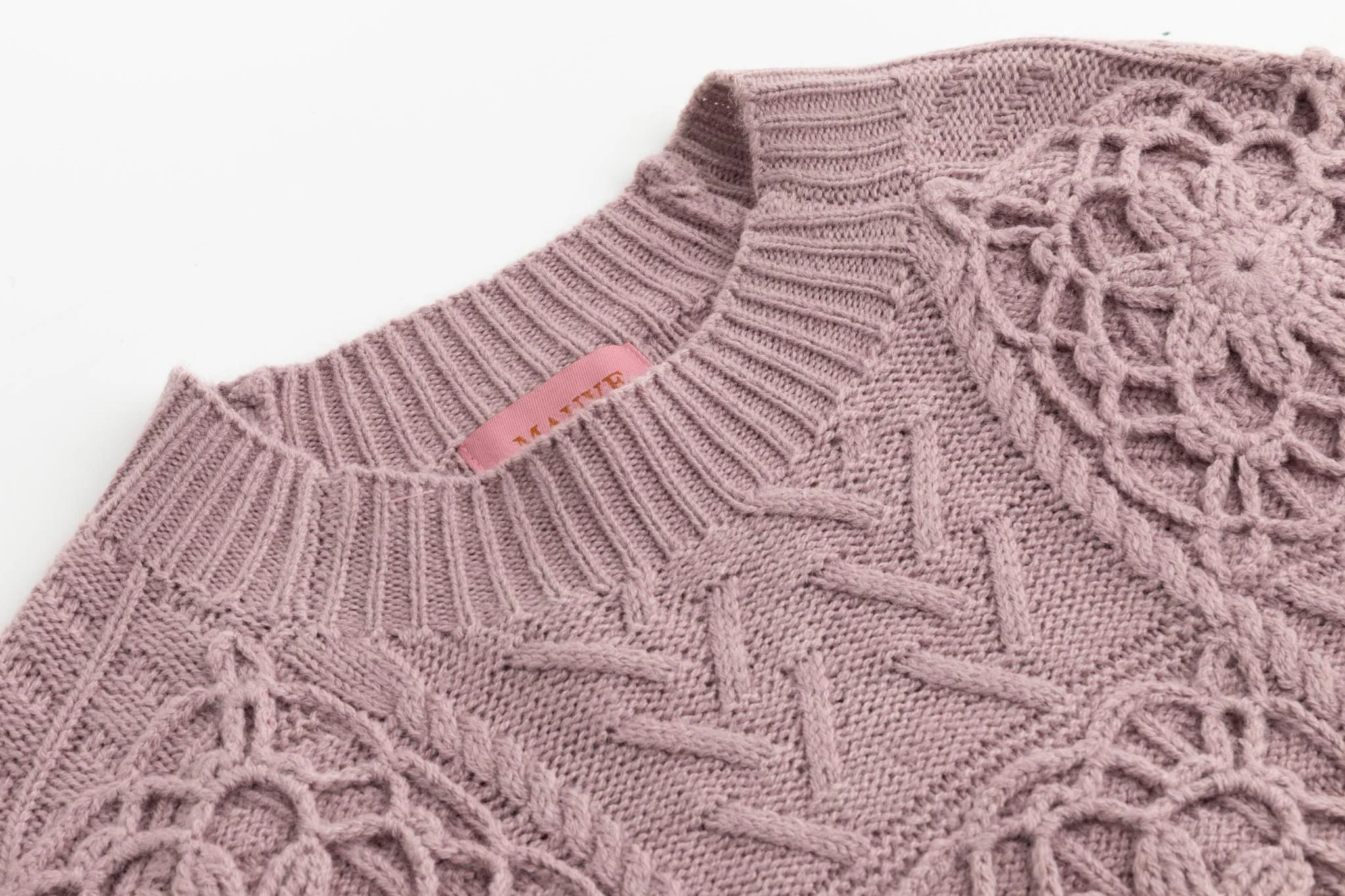 Mauve Knit Detailed Turtle Neck Sweater - Image 4