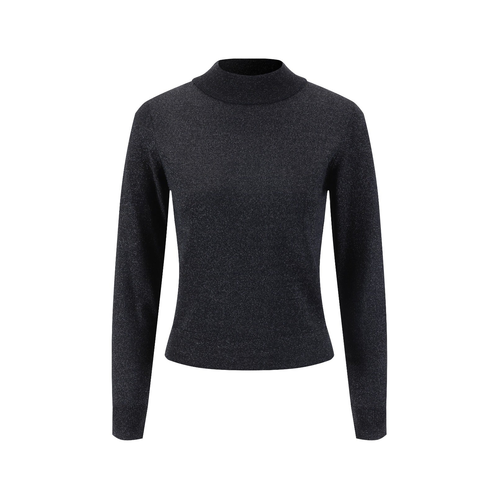 Metallic Silver Knit Turtleneck - Image 2