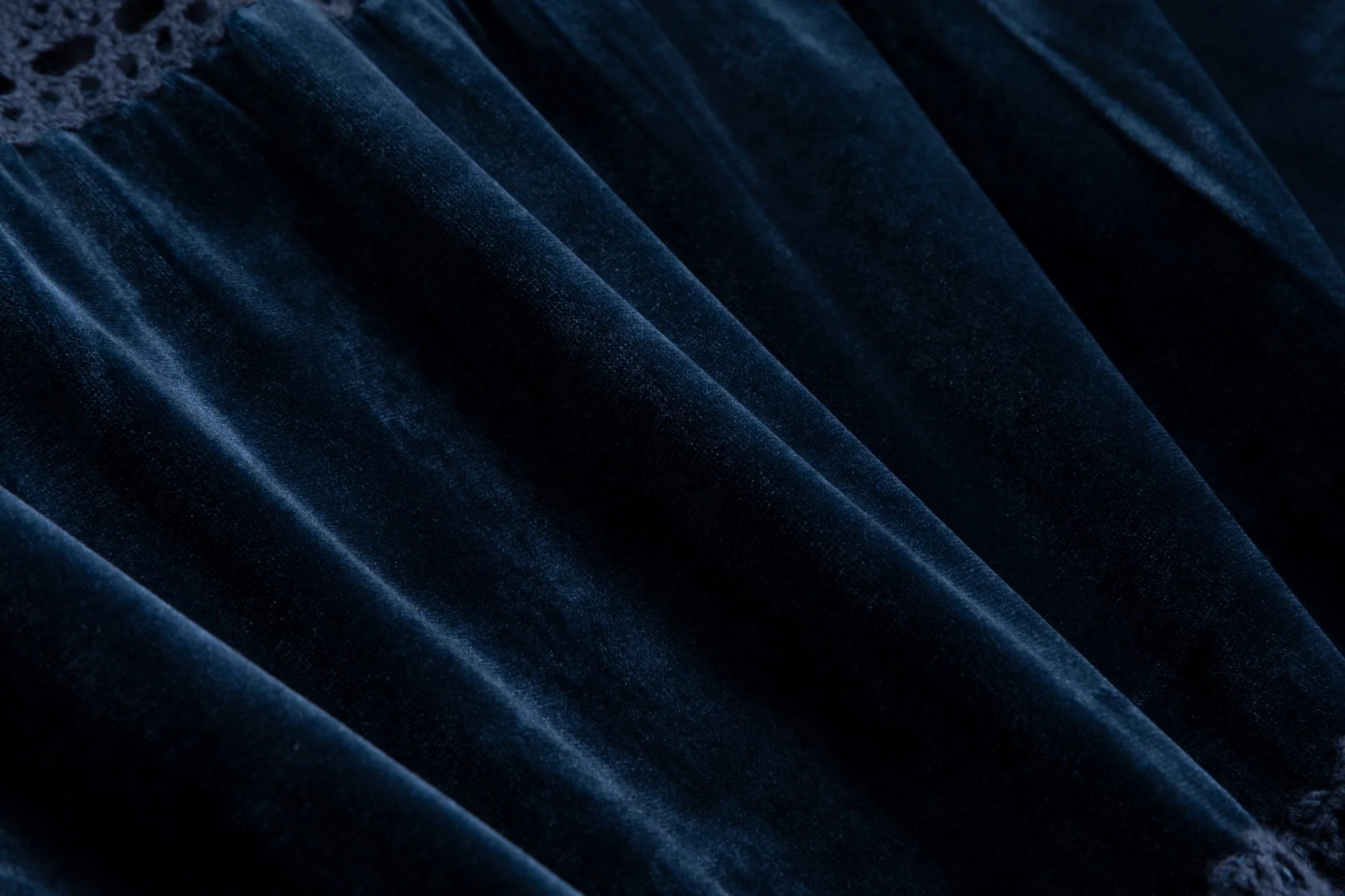 Velvet Skirt With Lace Trimmings - Blue - Image 7