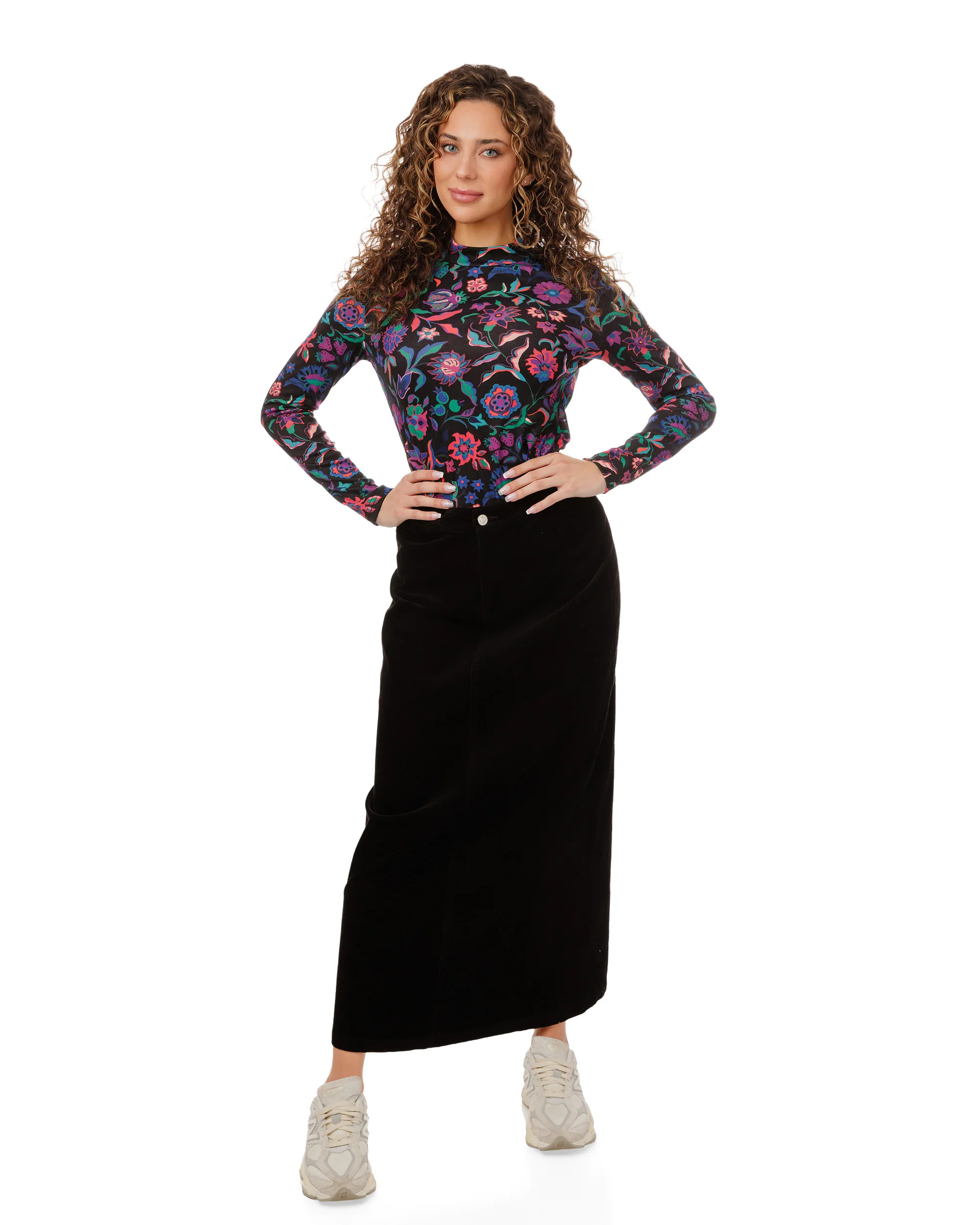 Multi Colored Printed T-Shirt Mock Neck - Image 2