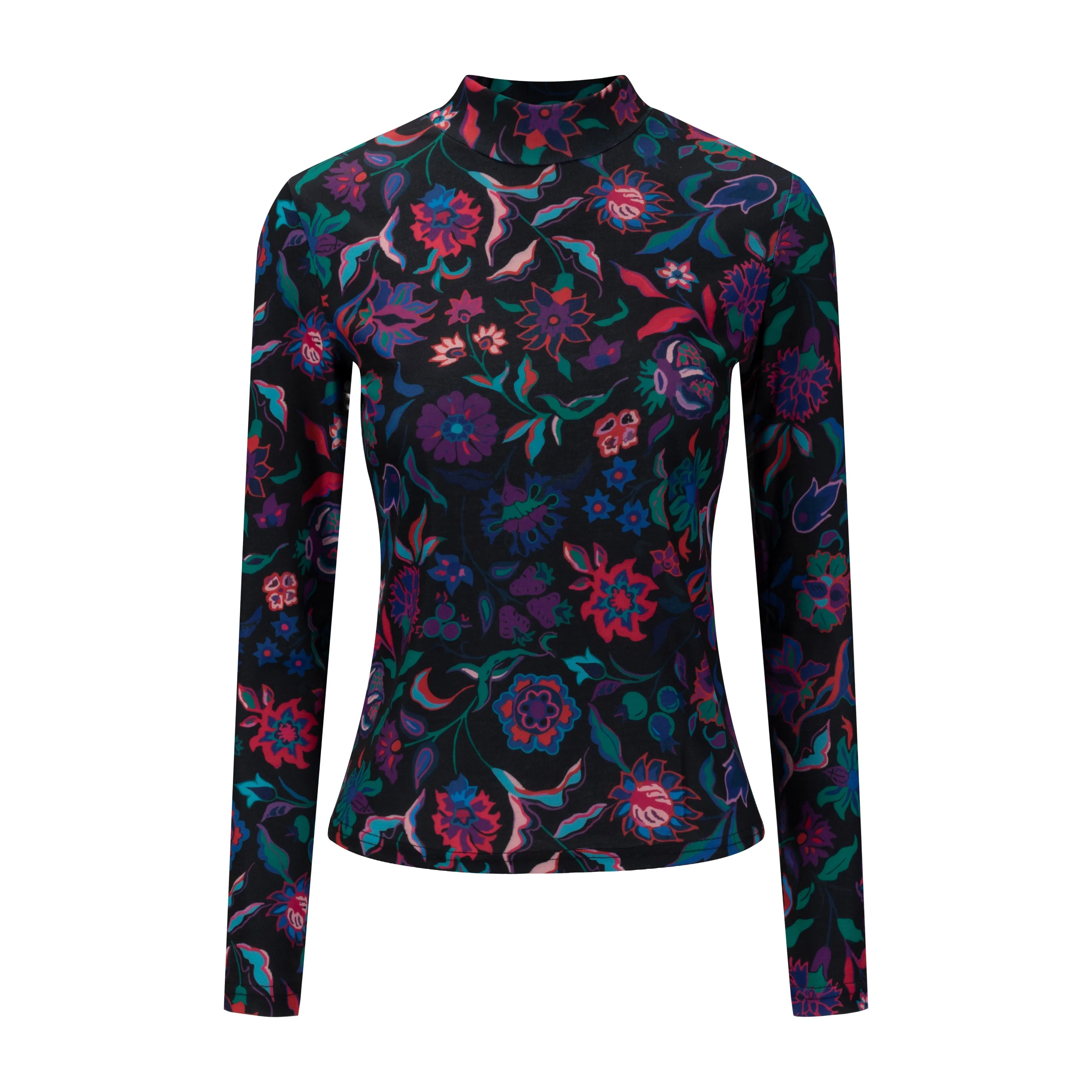 Multi Colored Printed T-Shirt Mock Neck - Image 3