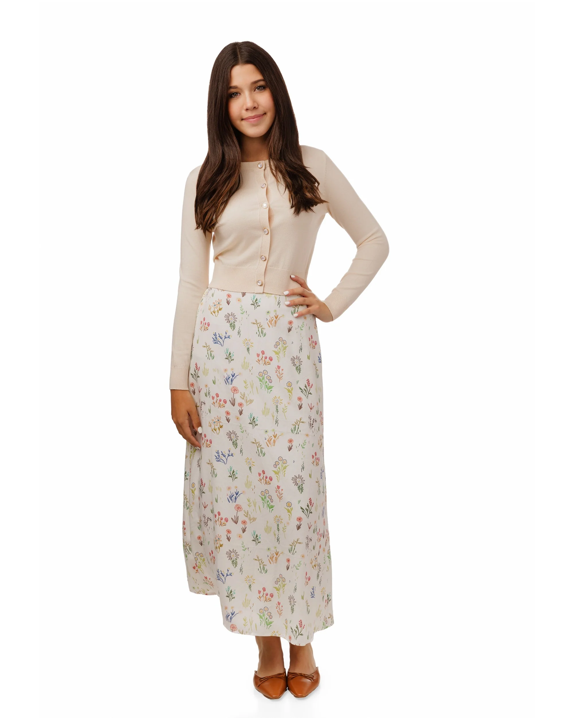 Multi Floral Print Skirt - White - Image 2