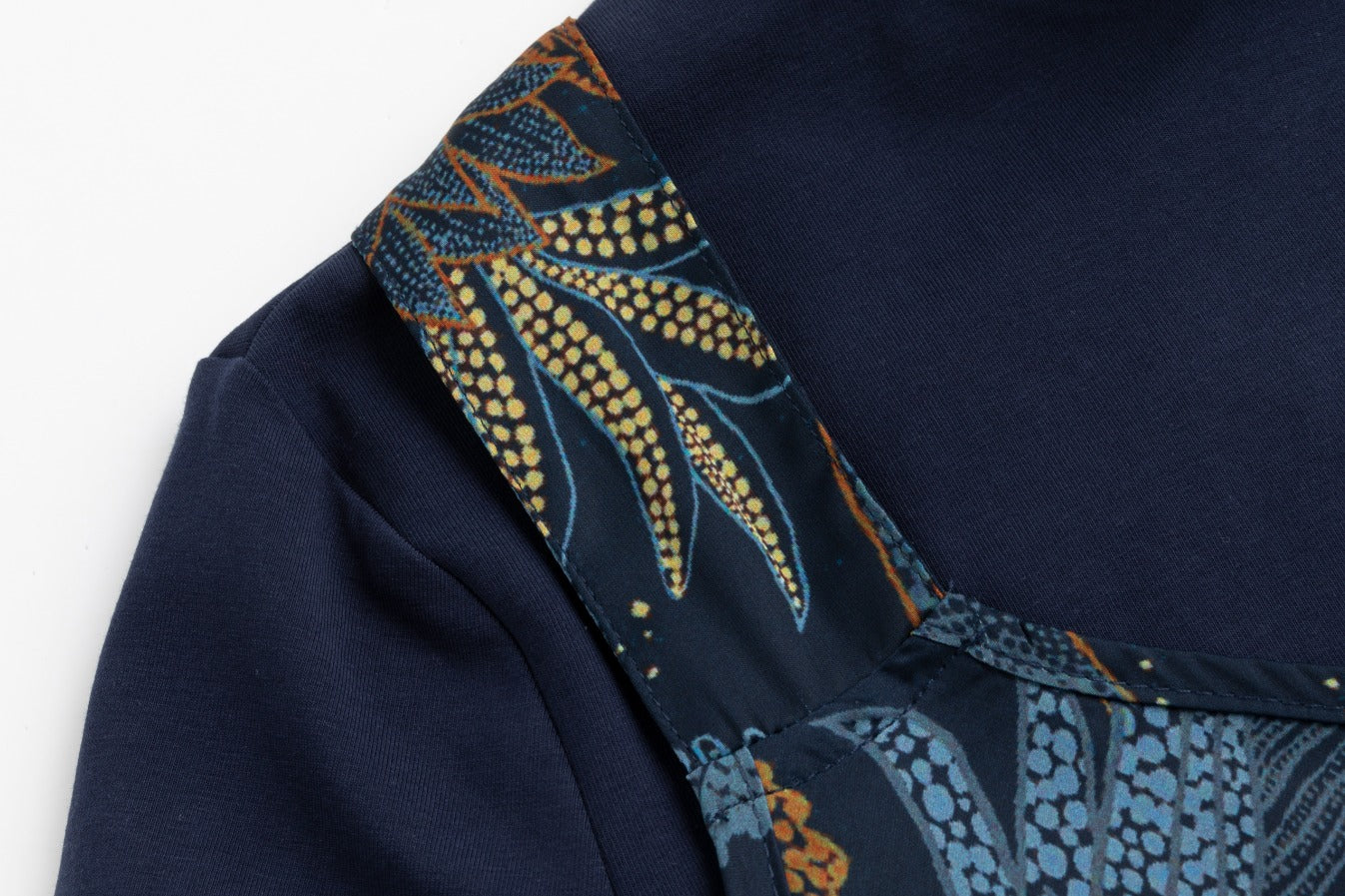 Navy And Brown Satin Jumper With Turtleneck Underlay - Image 5