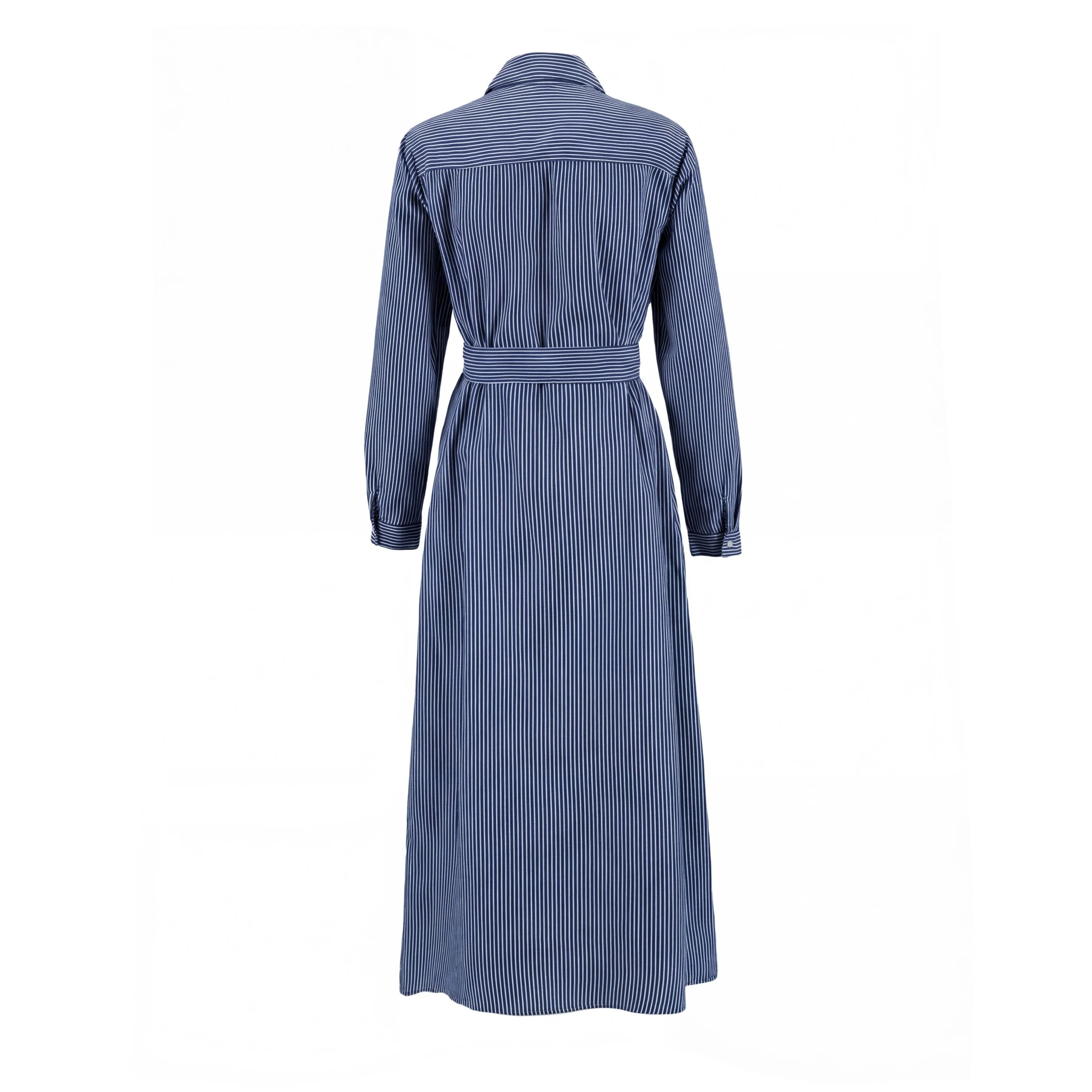 Navy And White Pinstriped Dress - Image 3