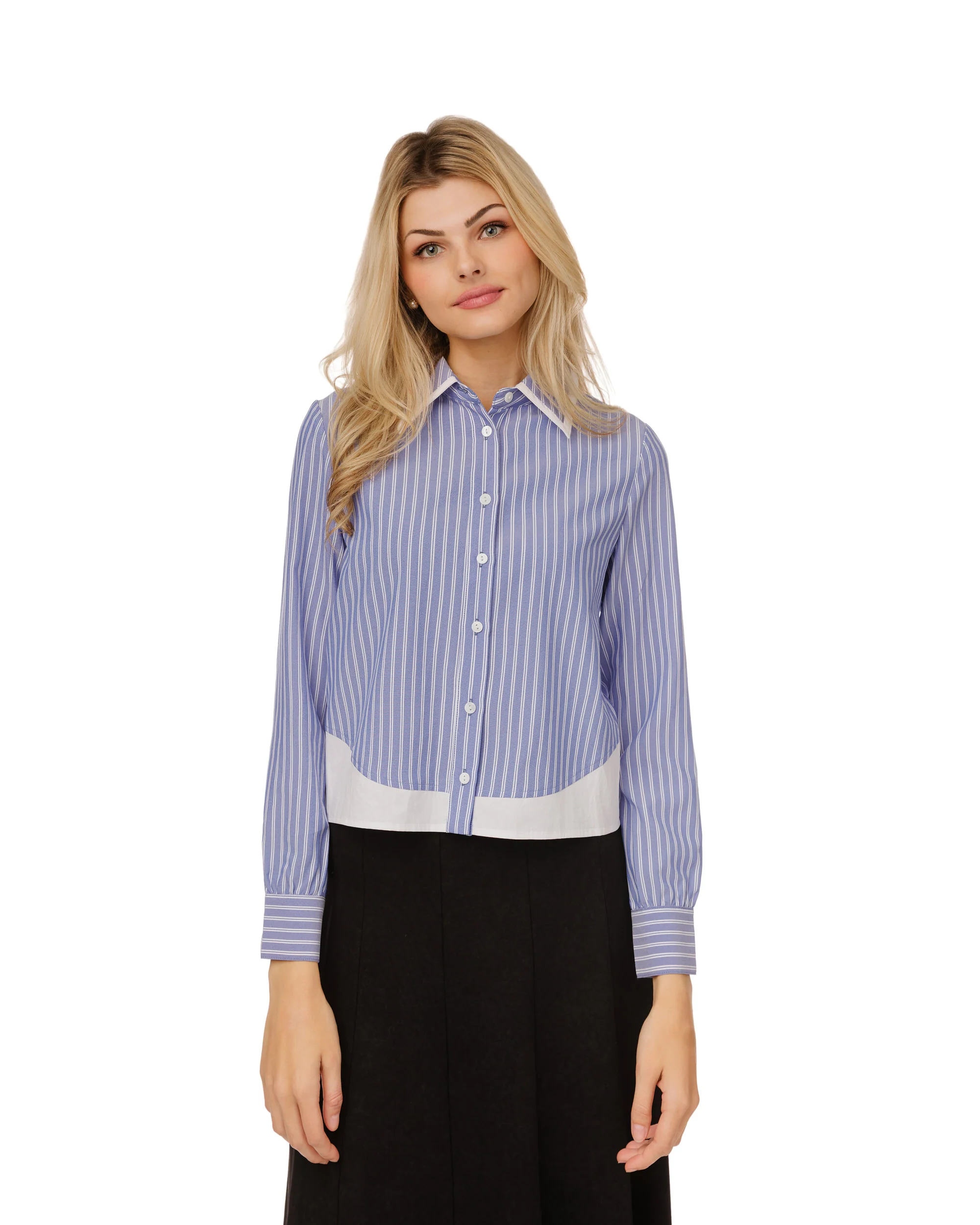 Navy And White Striped Blouse - WS61154T-A - Image 2