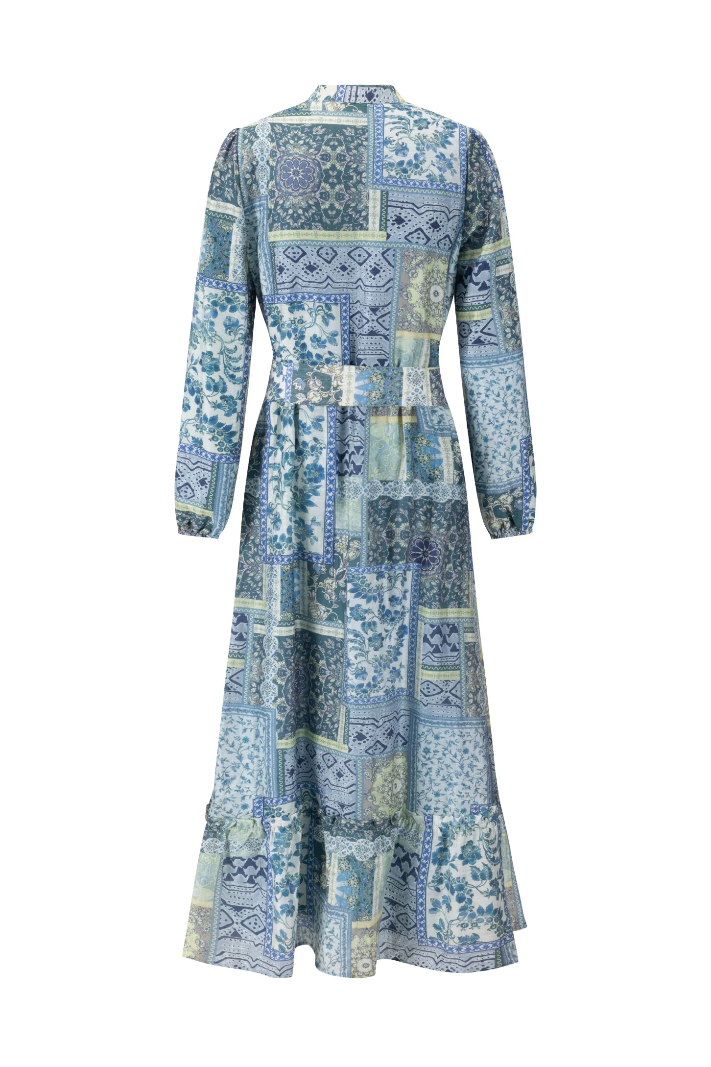 Navy And Yellow Printed Multi Patch Dress - Image 3