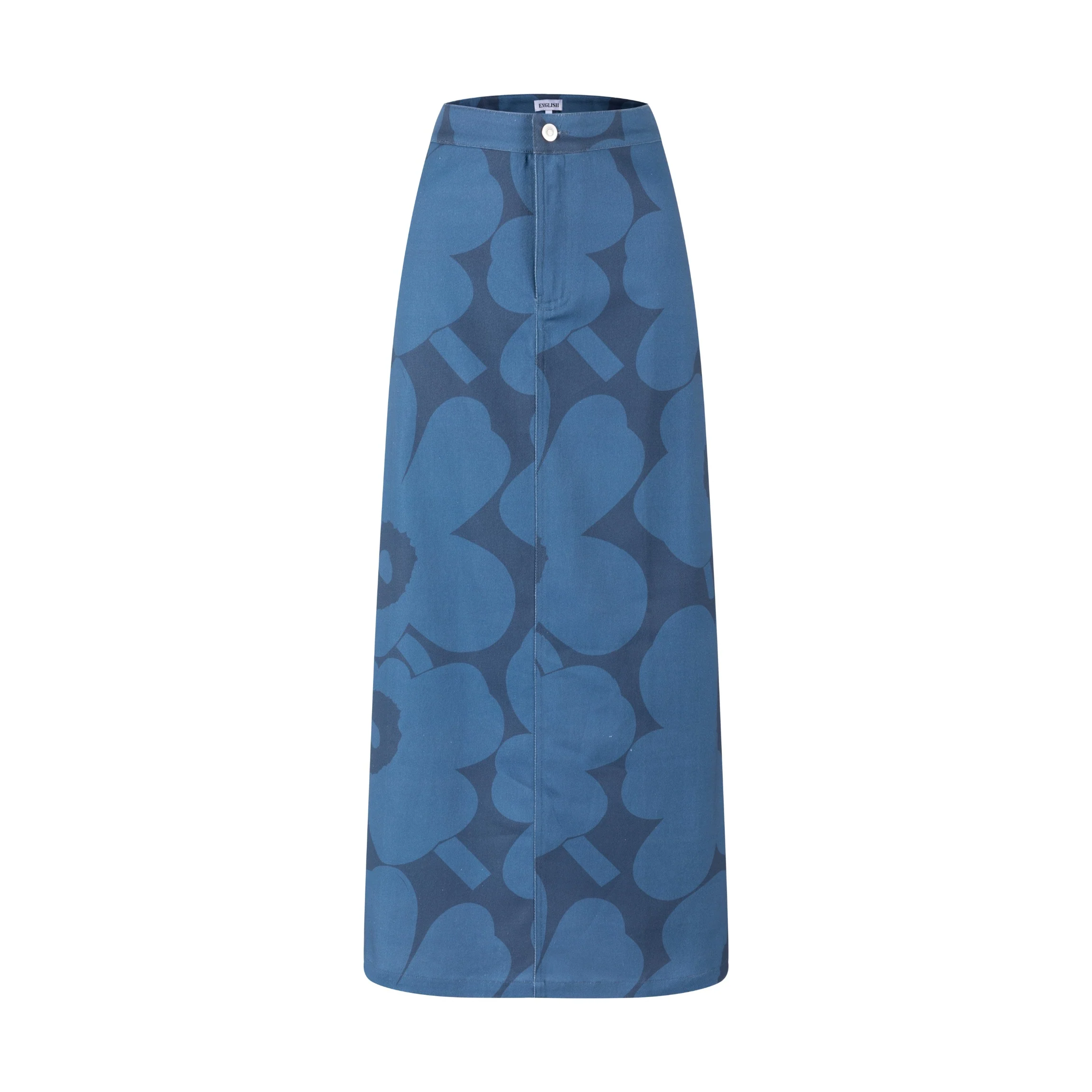 Navy Base Blue Flower Print Denim Skirt - Image 2