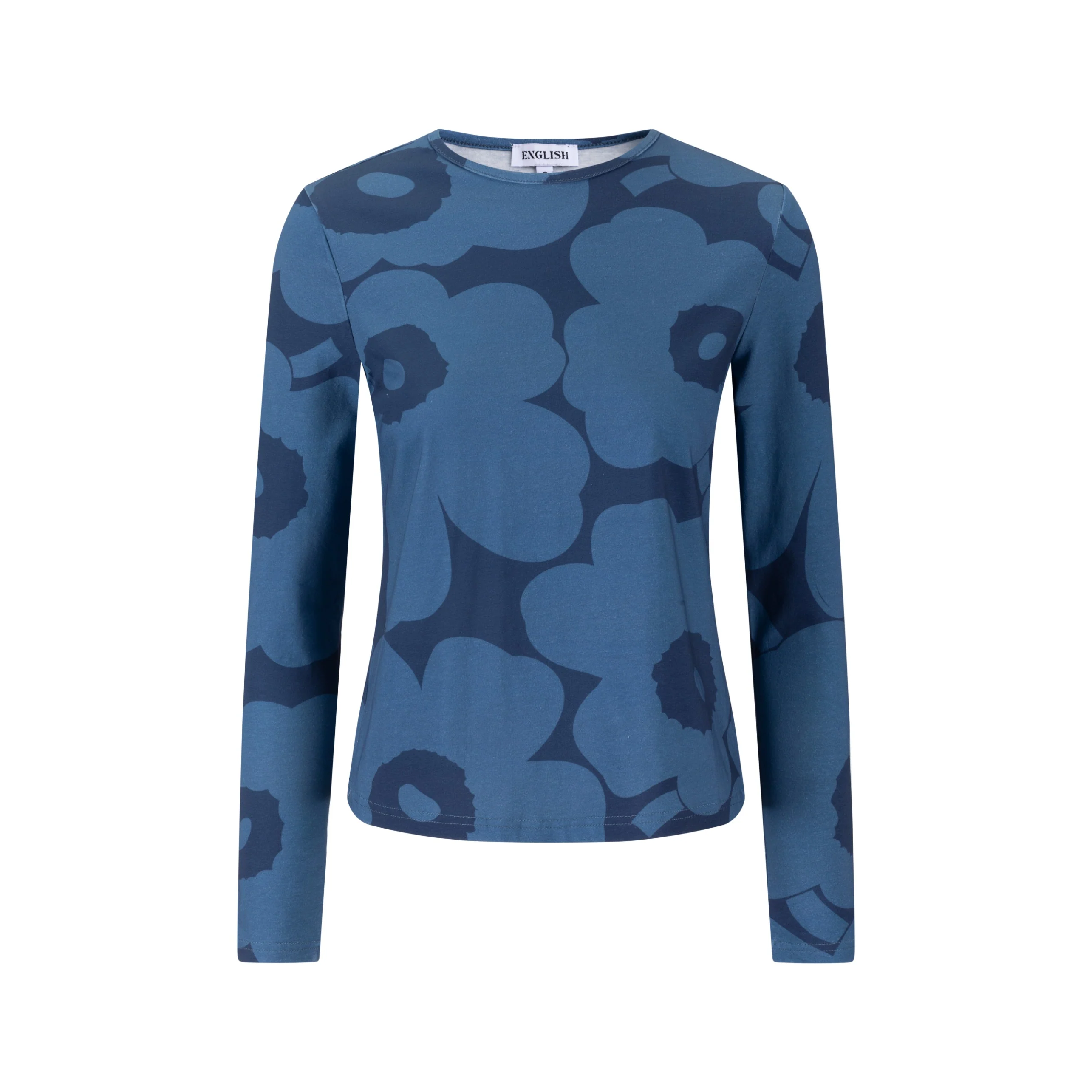 Navy Base Blue Flower Print Top - Image 3