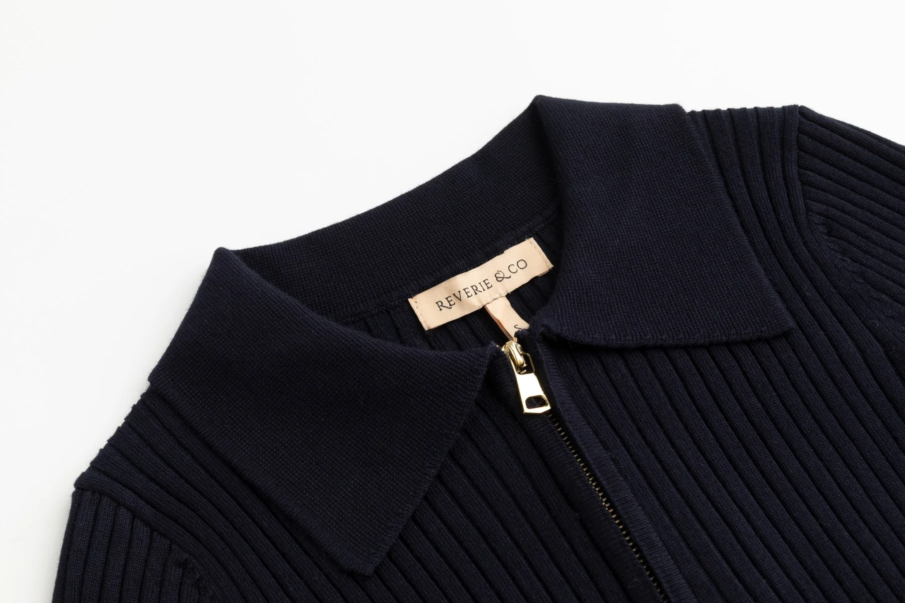 Multi Colored Striped Knit Shirt With Zipper - Navy - Image 3