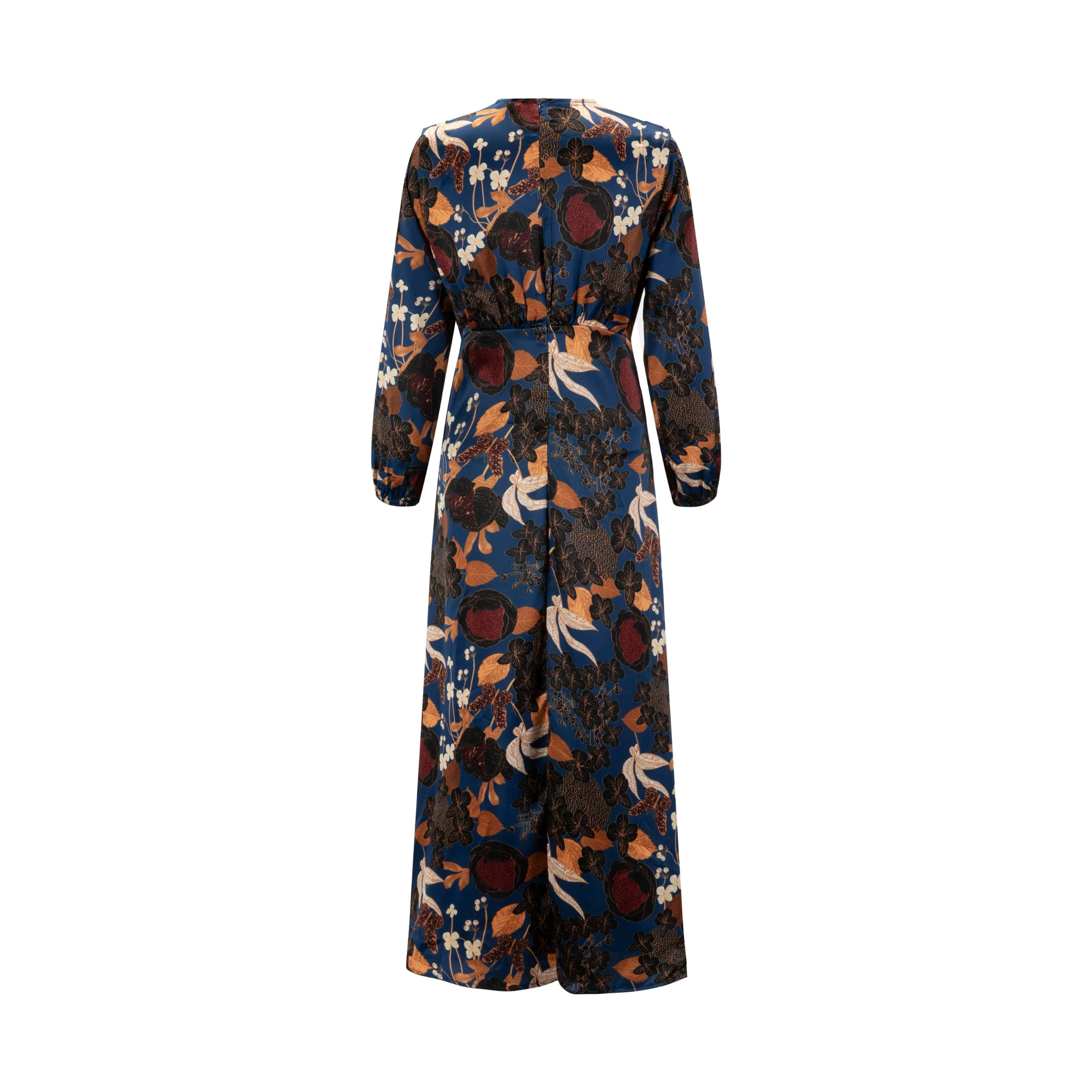 Navy Multicolored Silk Dress - Image 3