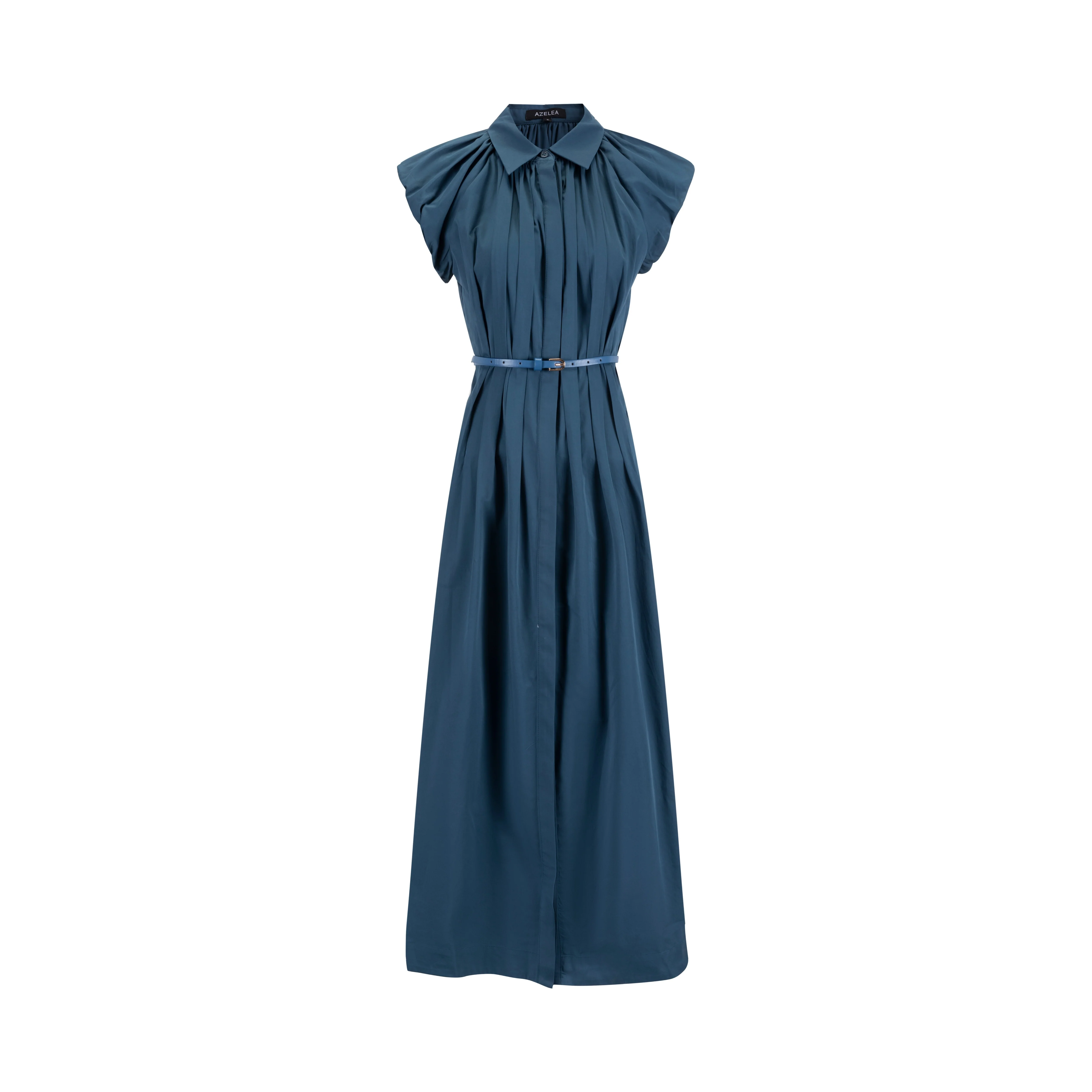 Navy Pleated Jumper With Belt - Image 3