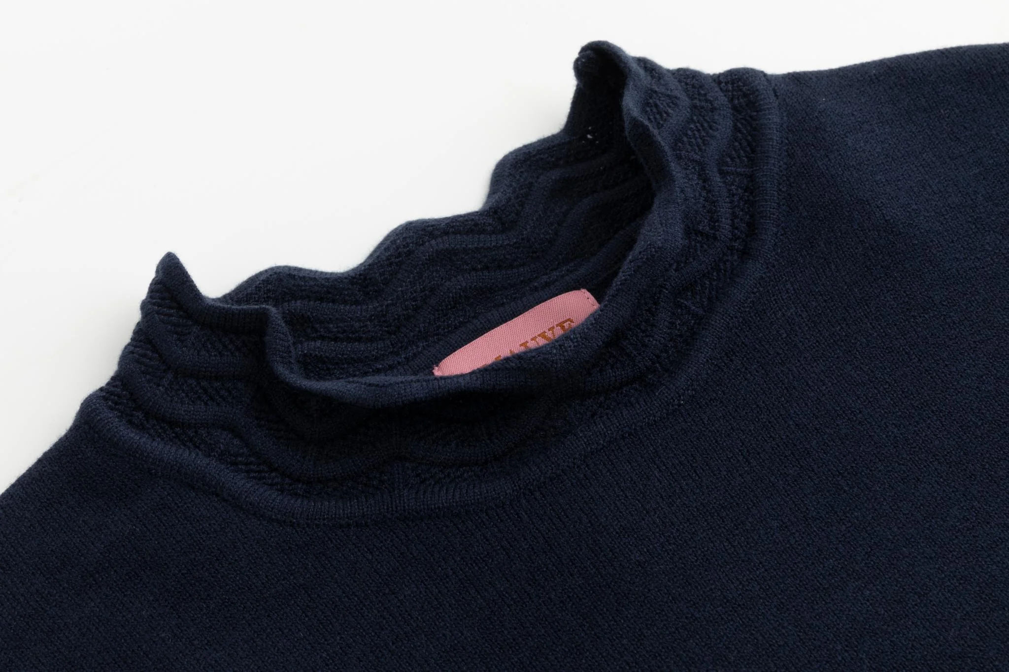 Navy Scallop Detail Mock Neck Sweater - Image 4