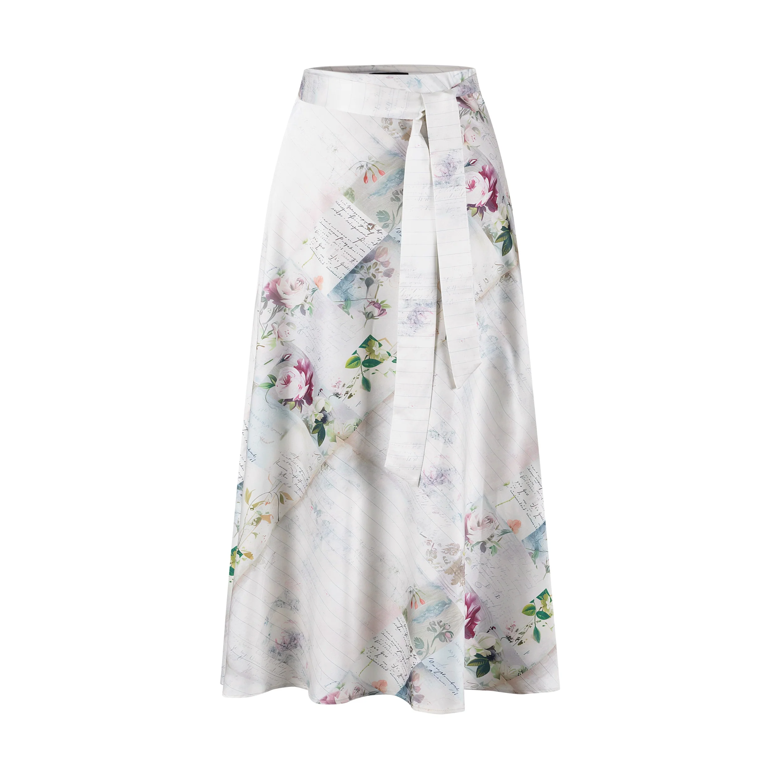 Patchwork Silk Belted Skirt - Image 2