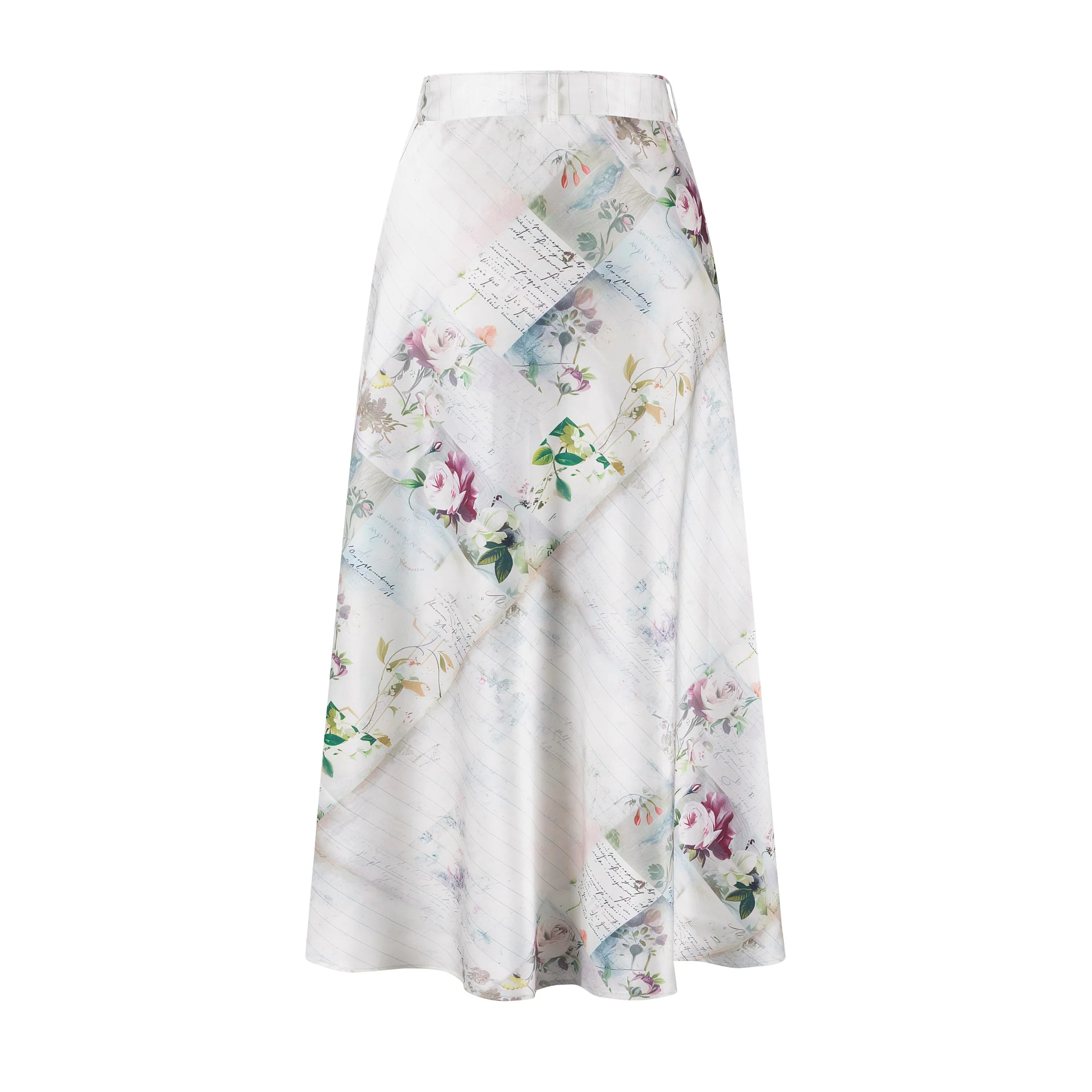 Patchwork Silk Belted Skirt - Image 3