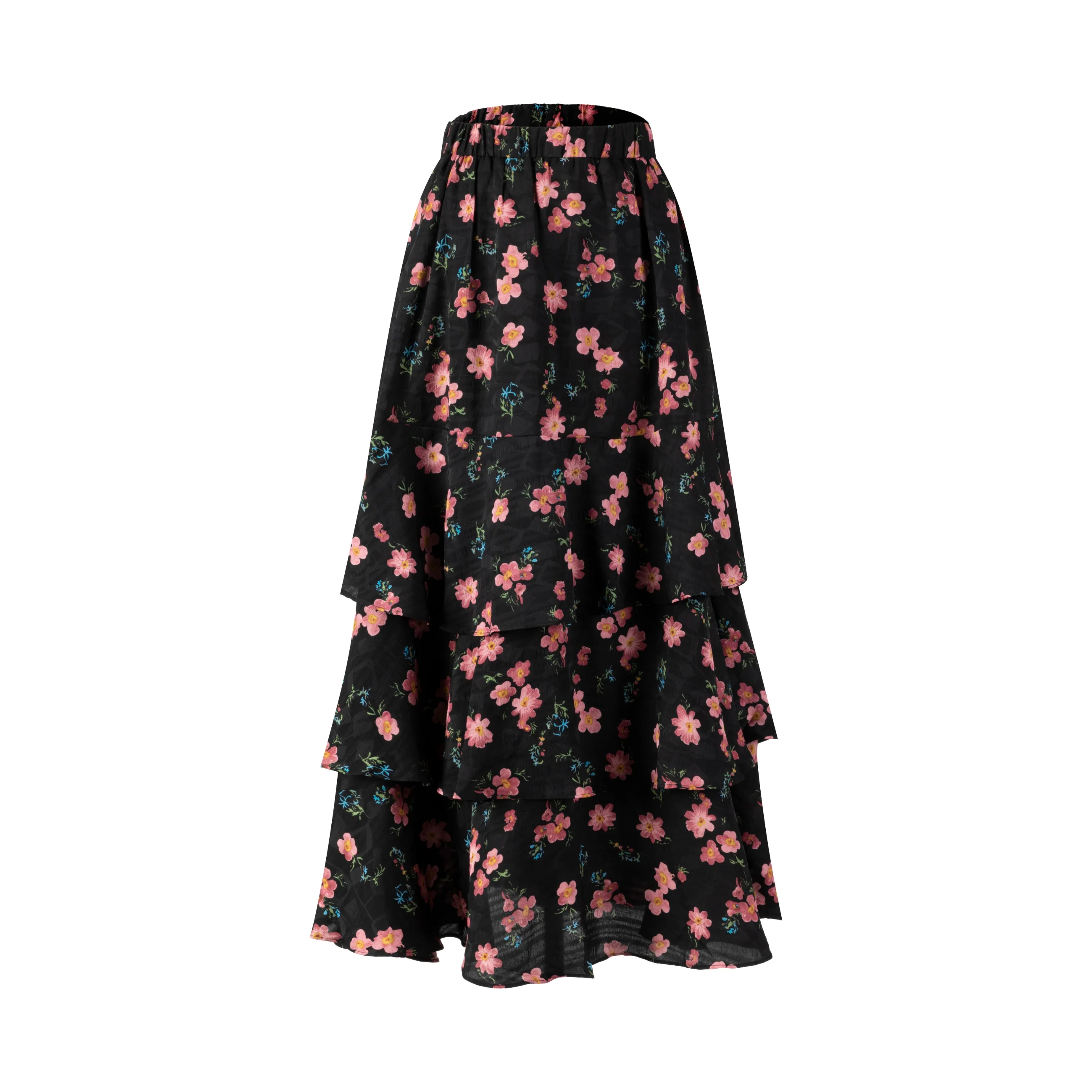 Pink Floral Layered Skirt - Image 2