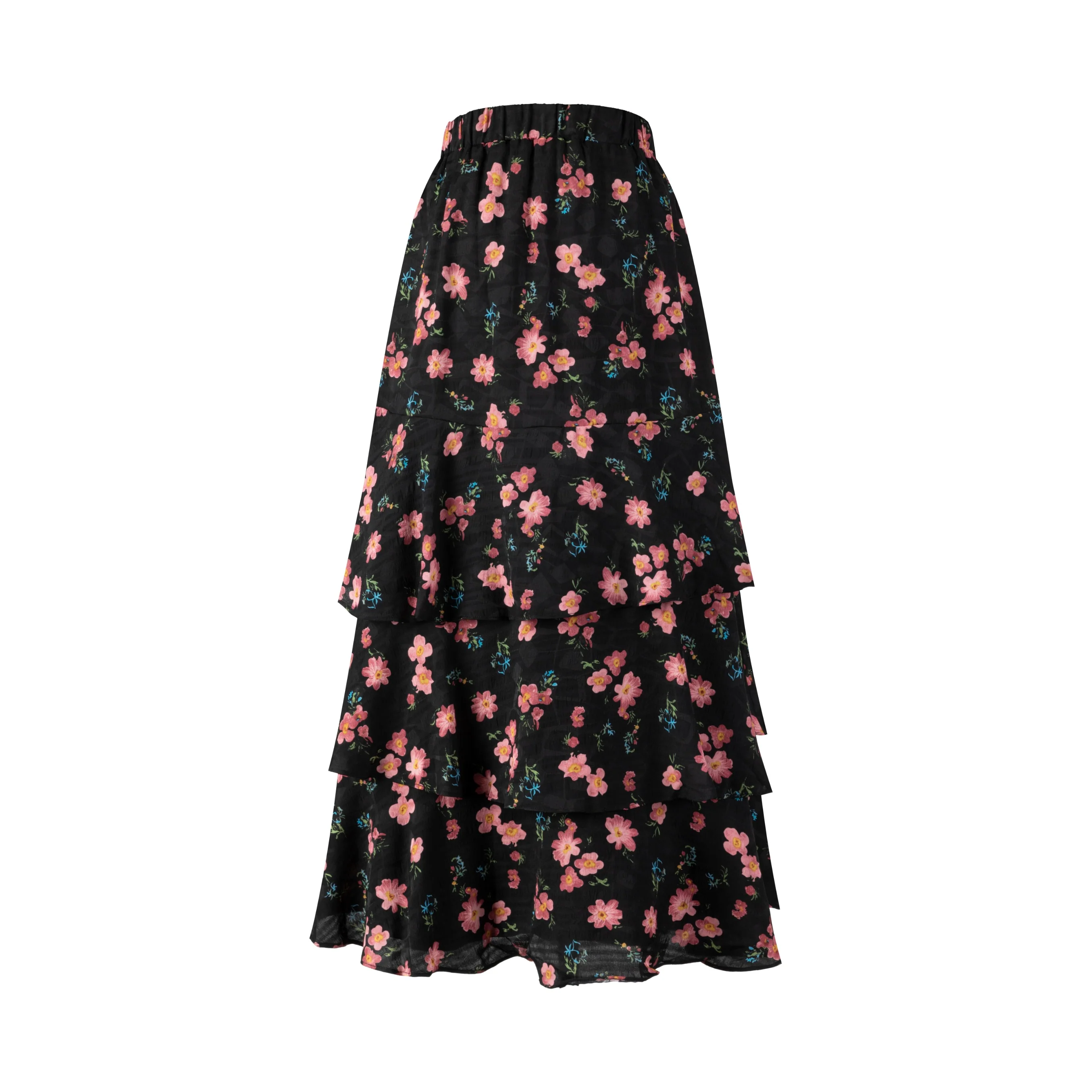 Pink Floral Layered Skirt - Image 3