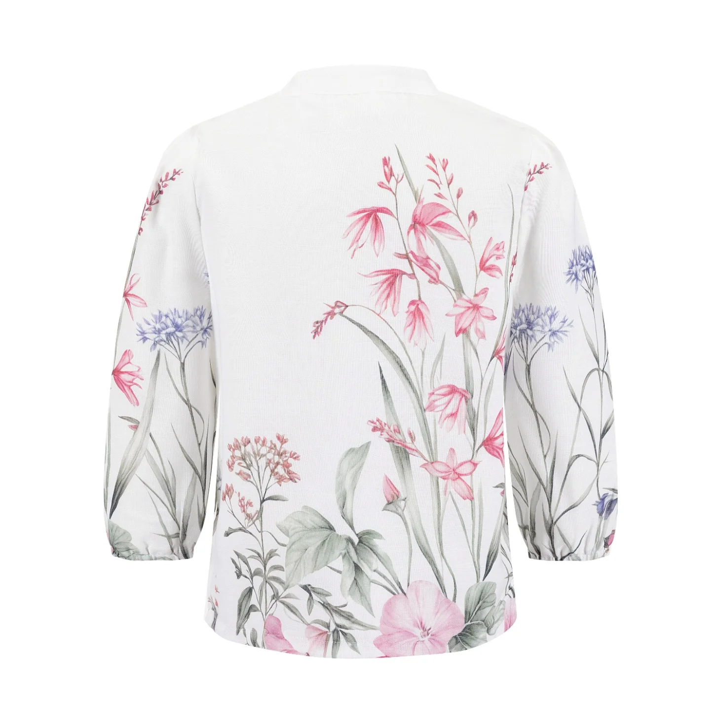 Pink Floral Linen Blouse - Image 3