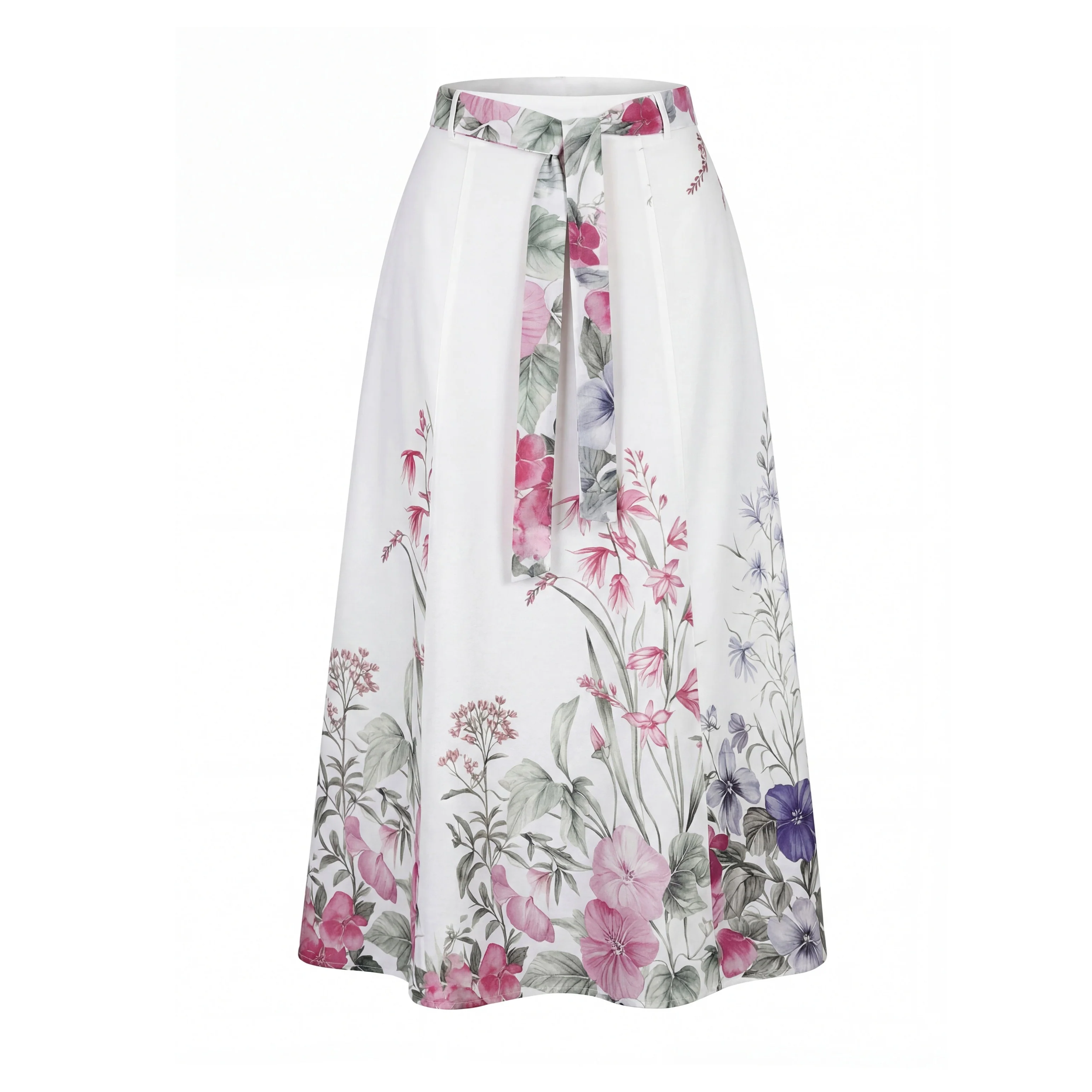 Pink Floral Linen Skirt - Image 2