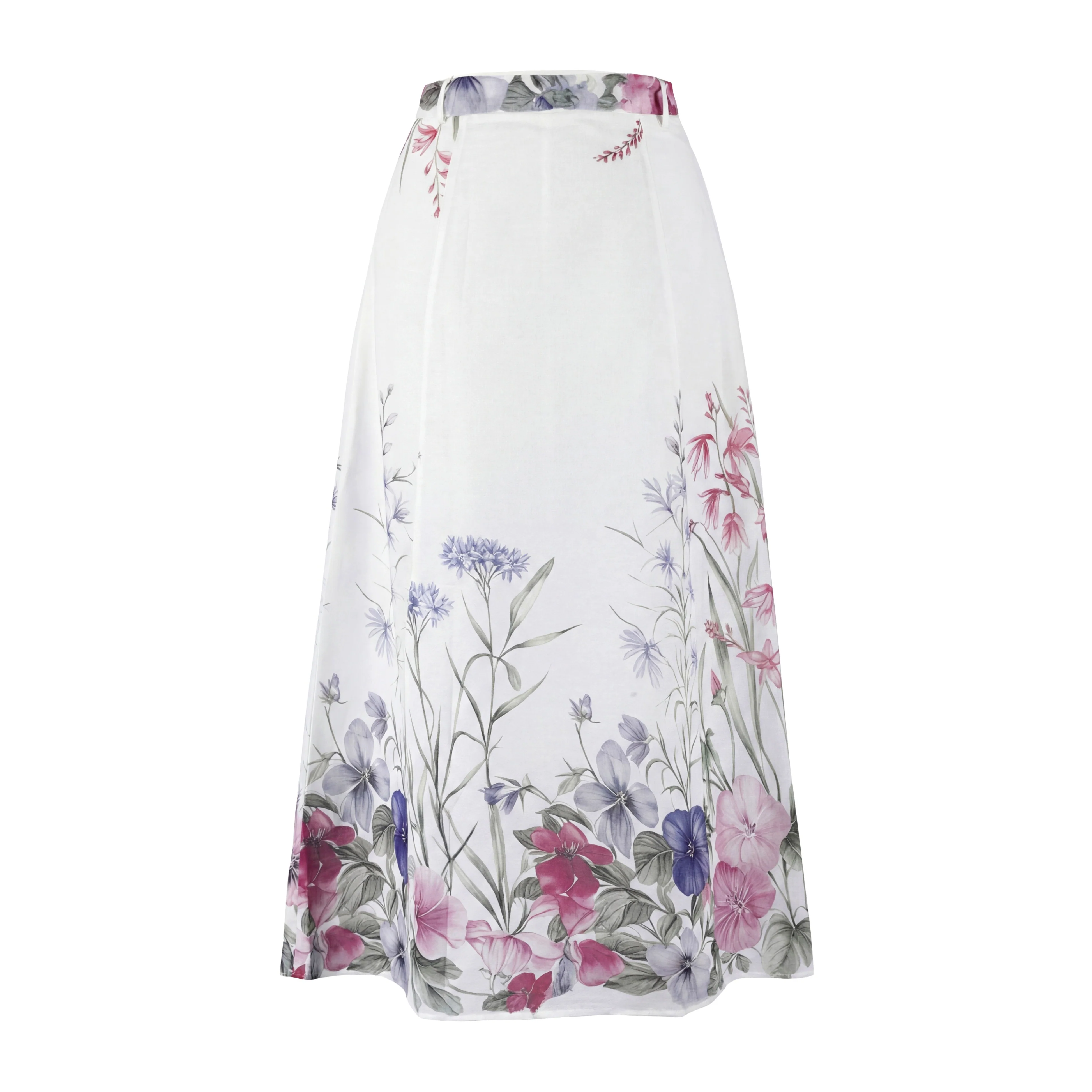 Pink Floral Linen Skirt - Image 3