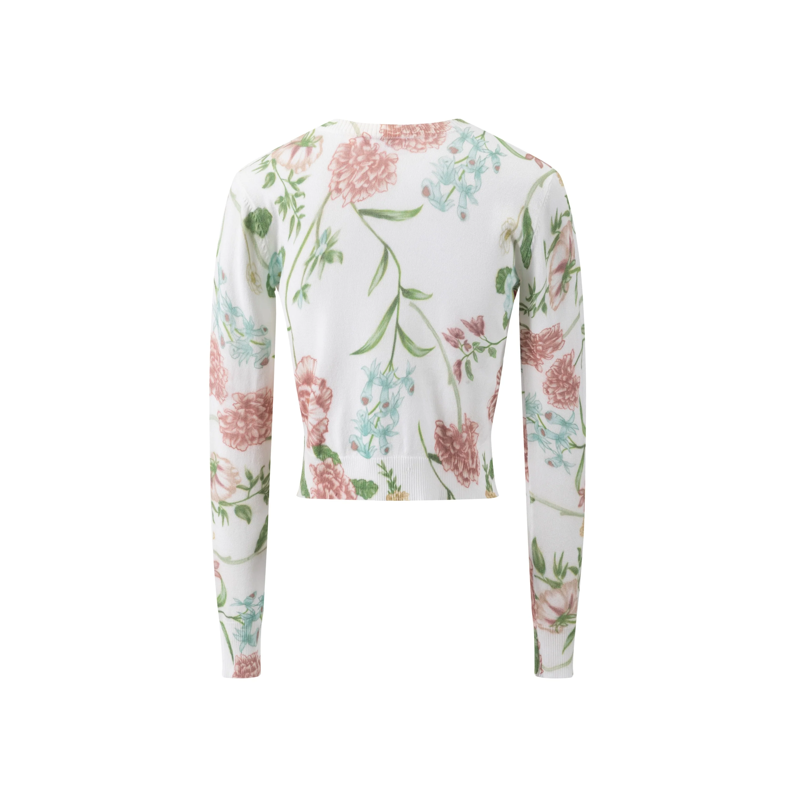 Pink Flower Printed Knit Top - Image 3