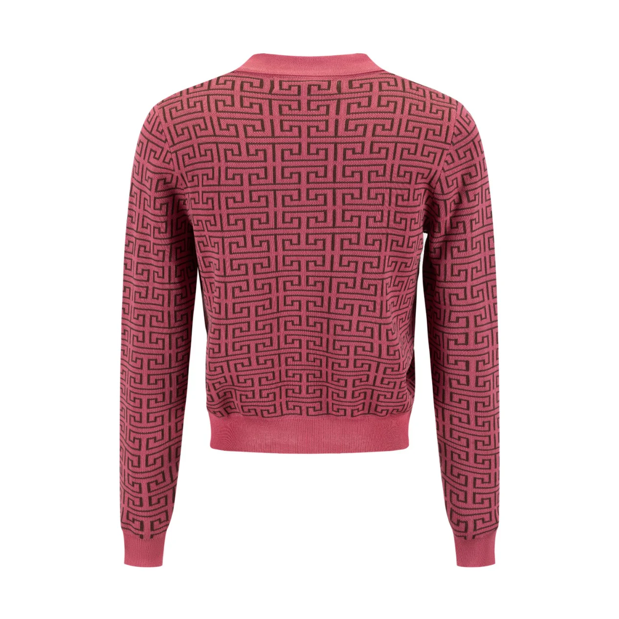 Pink Knit Logo Print Sweater With Collar - Image 3
