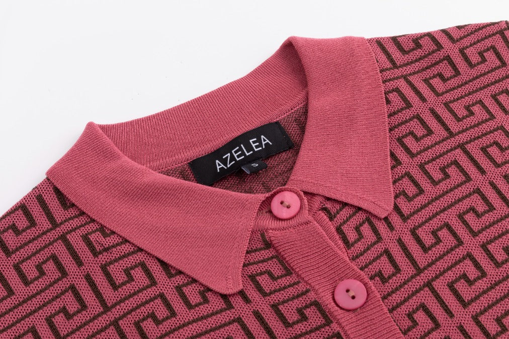 Pink Knit Logo Print Sweater With Collar - Image 5