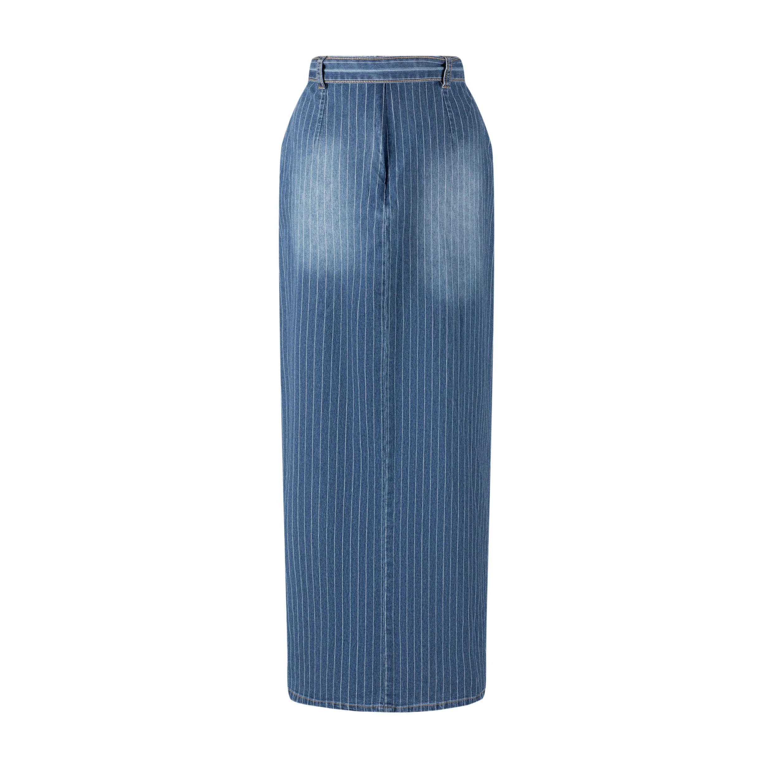 Pinstripe Denim Skirt - Blue Denim - Image 3