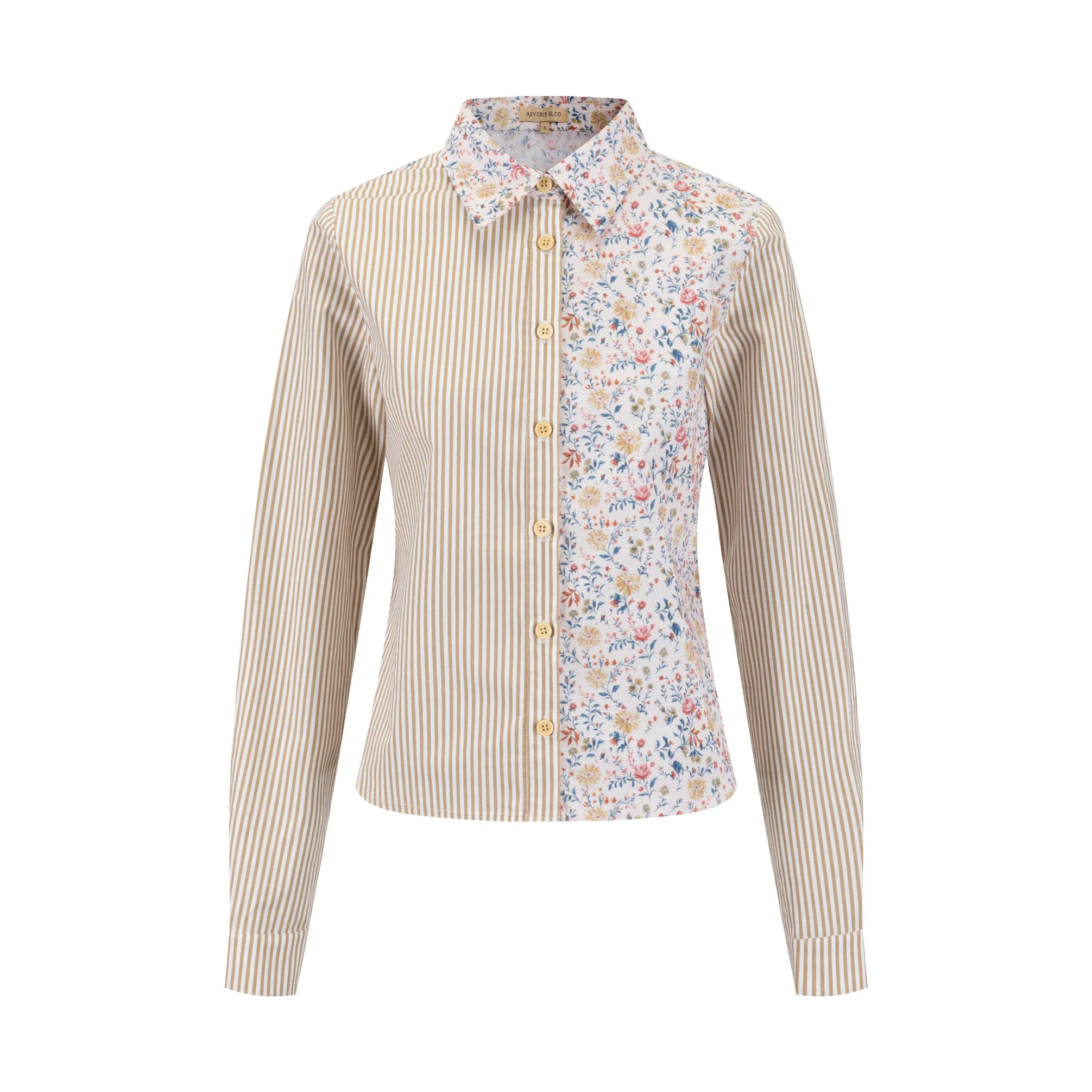 Pinstripe Floral Blouse - Image 3