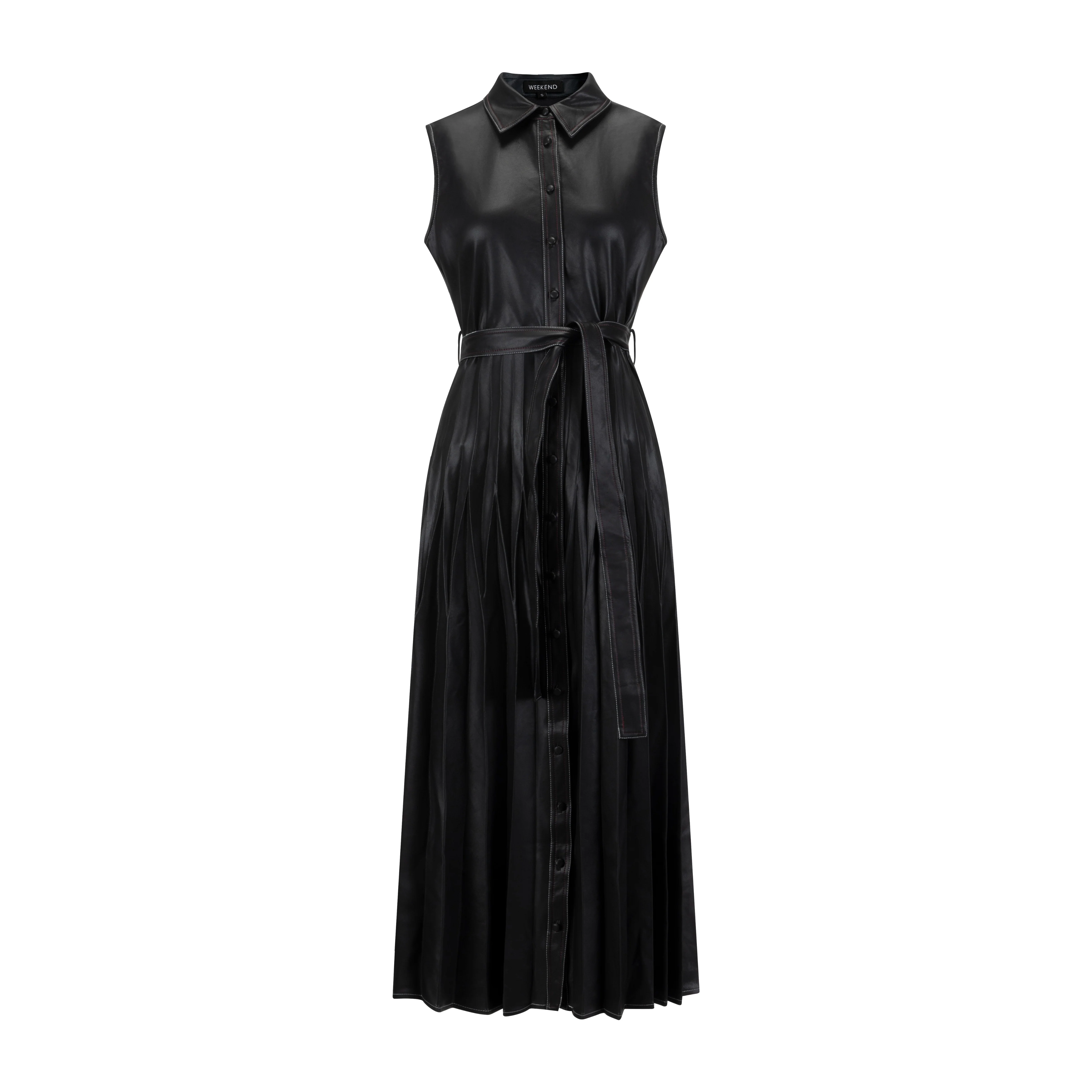 Pleated Leather Jumper - Black - Image 2